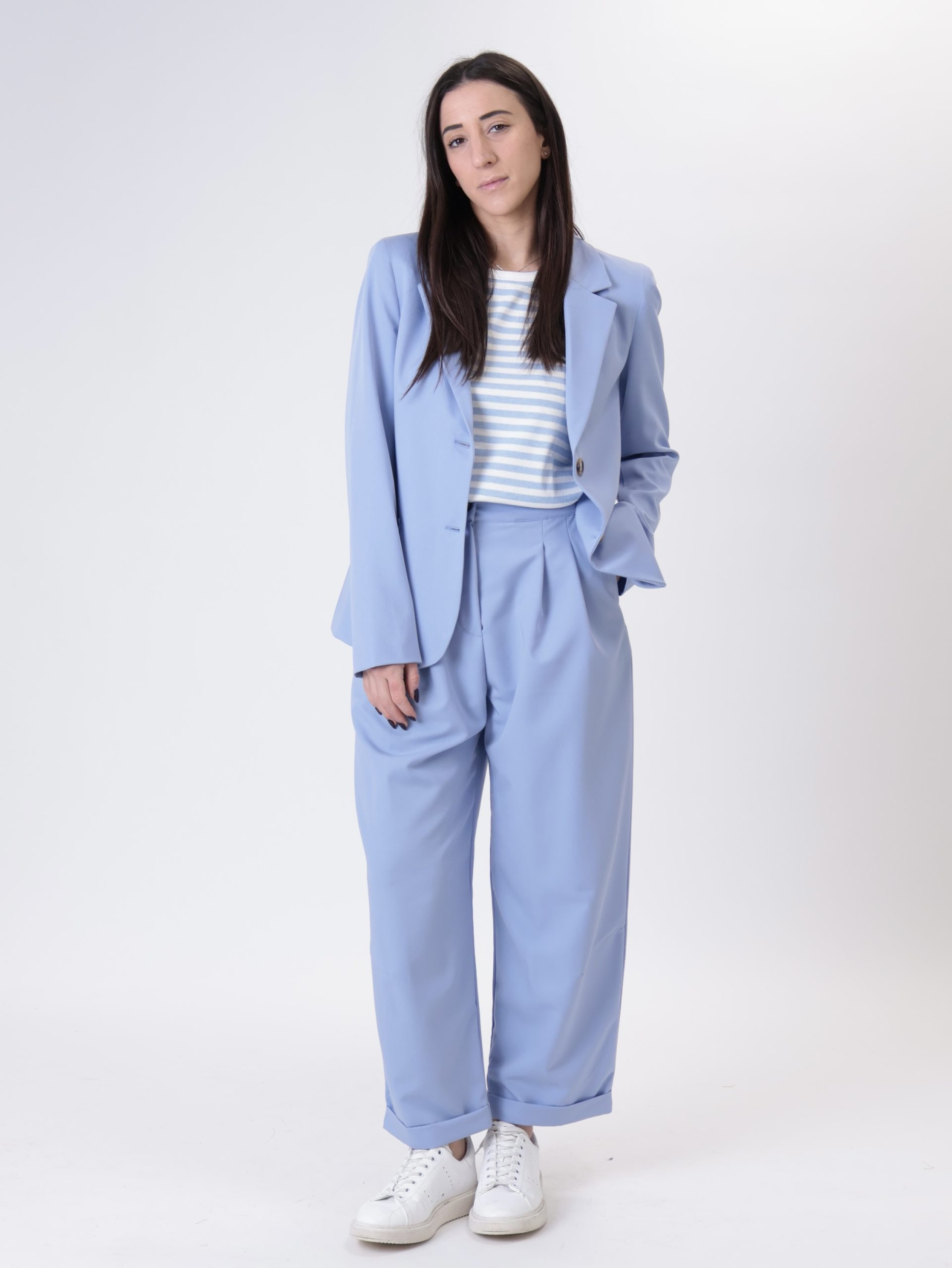 Pantalone "diretta" pinces azzurro