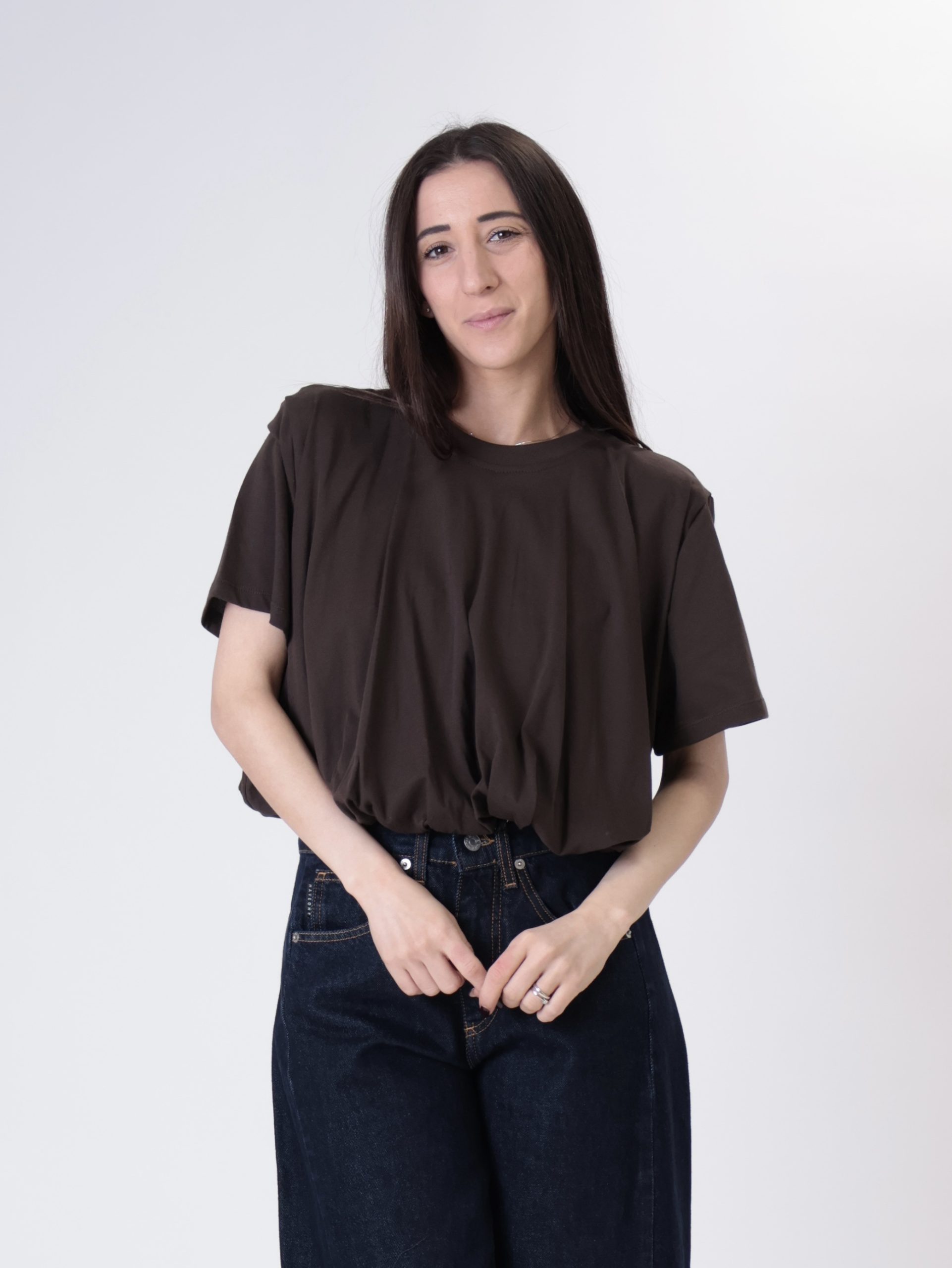T-shirt crop arricciata moro