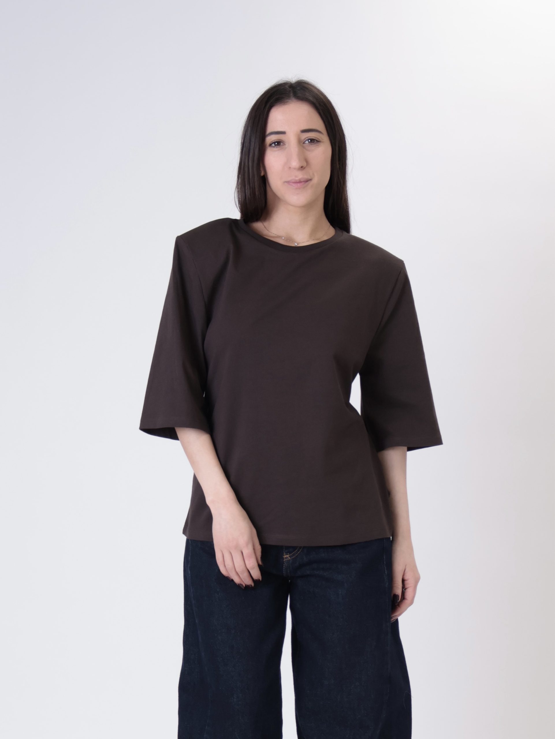 T-shirt spalle imbottite laccio retro moro