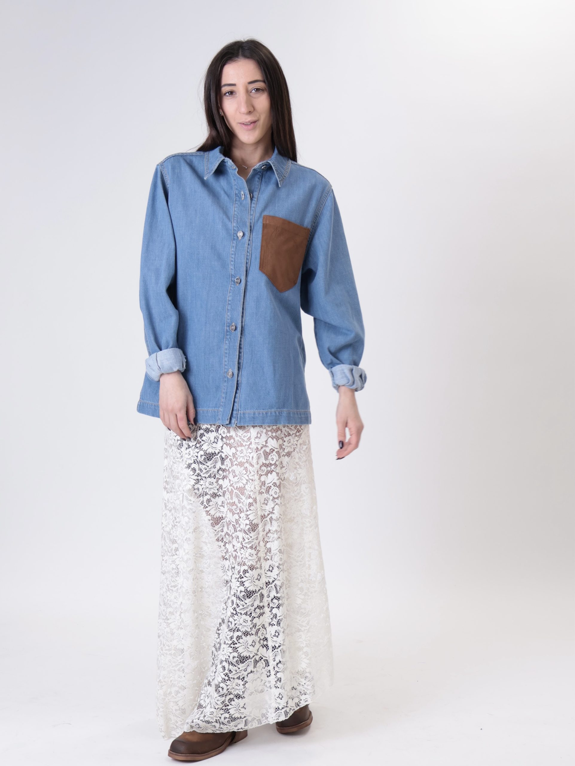 Gonna lunga pizzo avorio