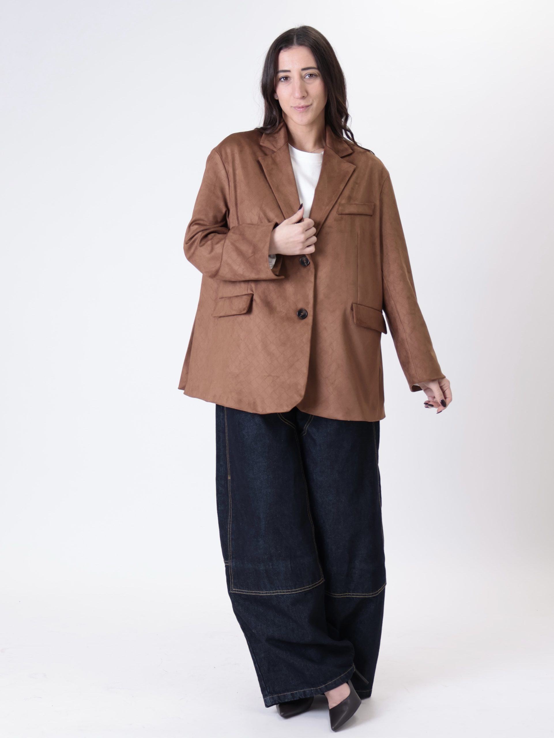 Blazer intreccio suede tabacco