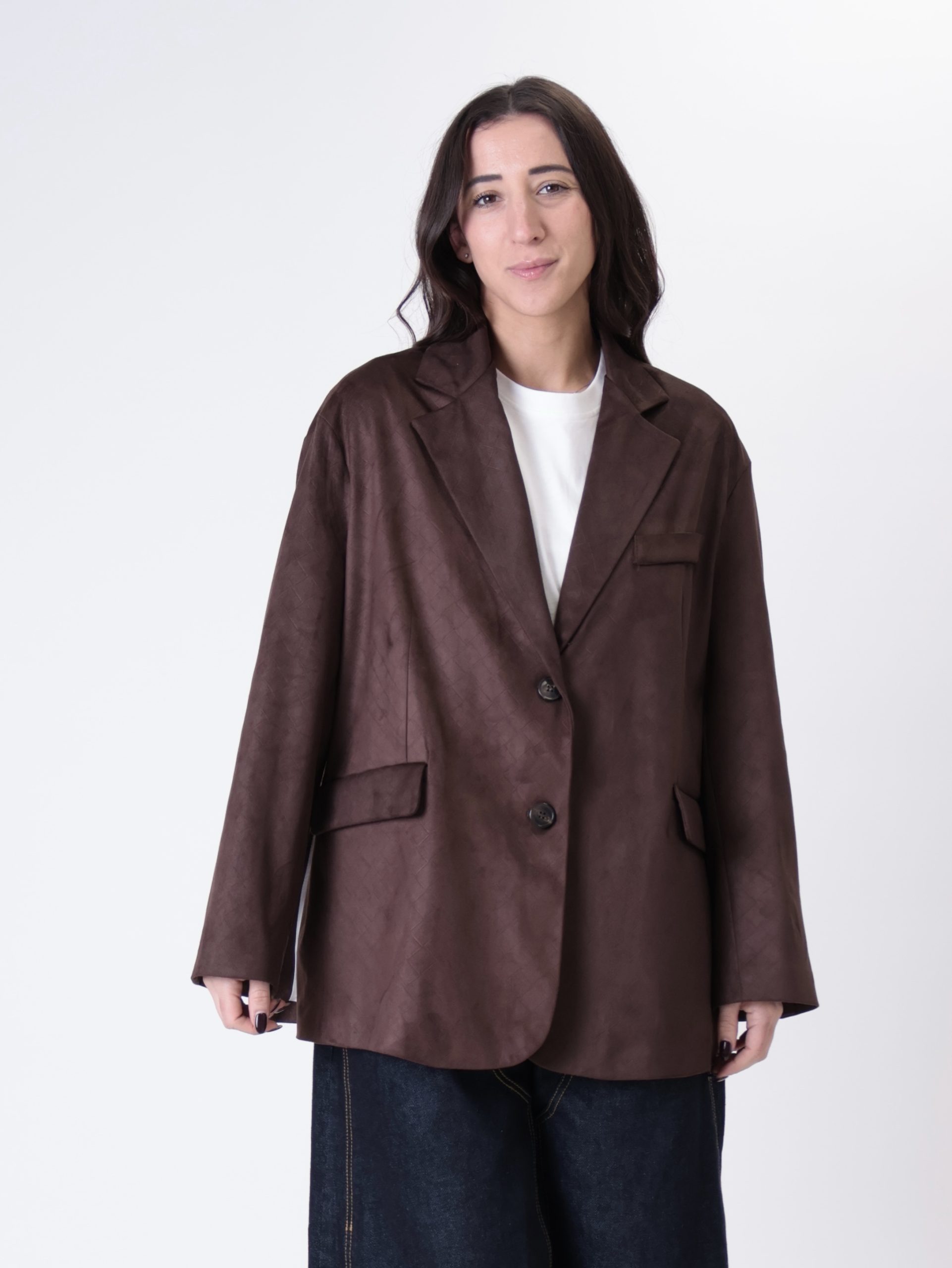 Blazer intreccio suede moro