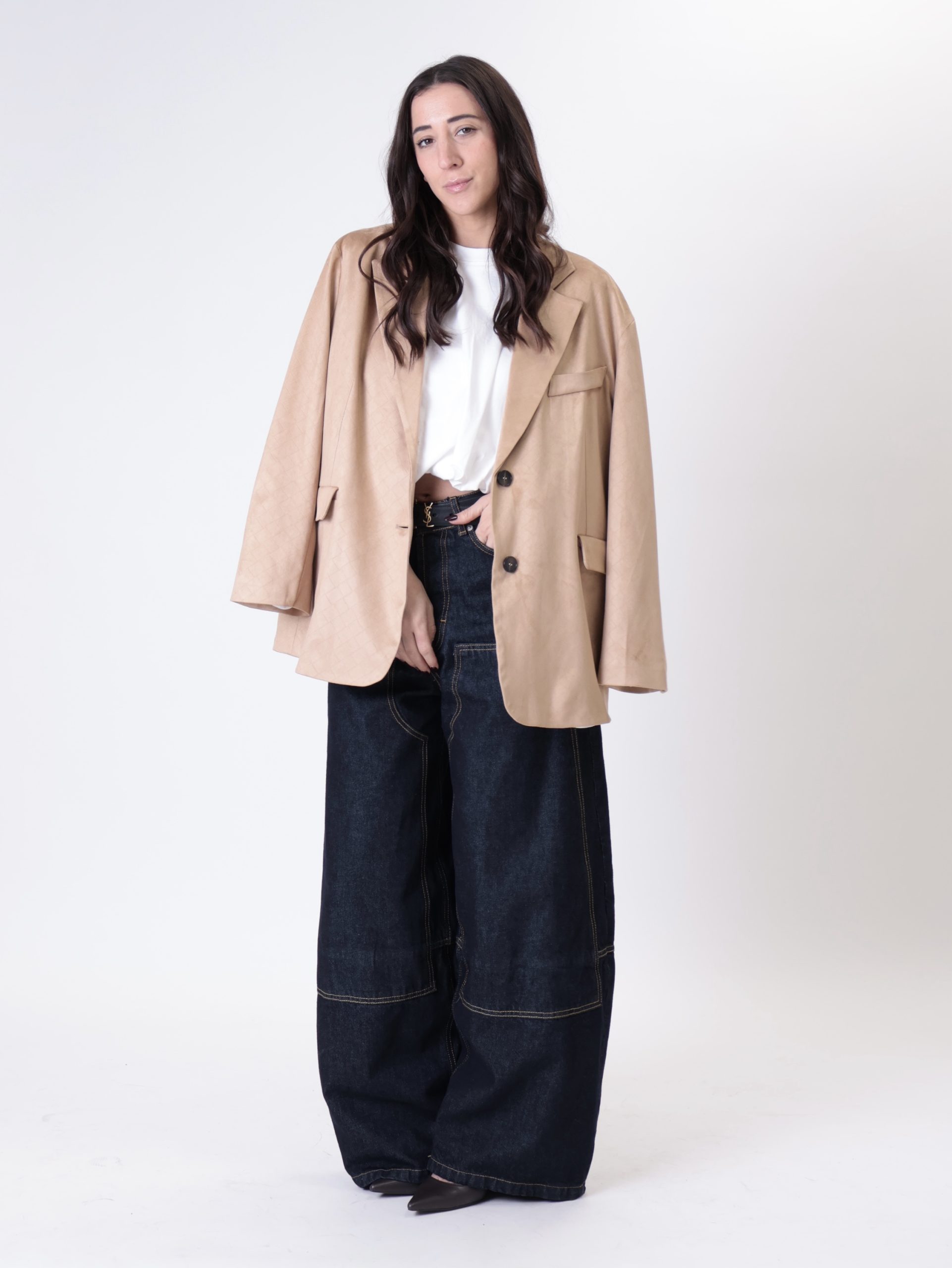 Blazer intreccio suede beige