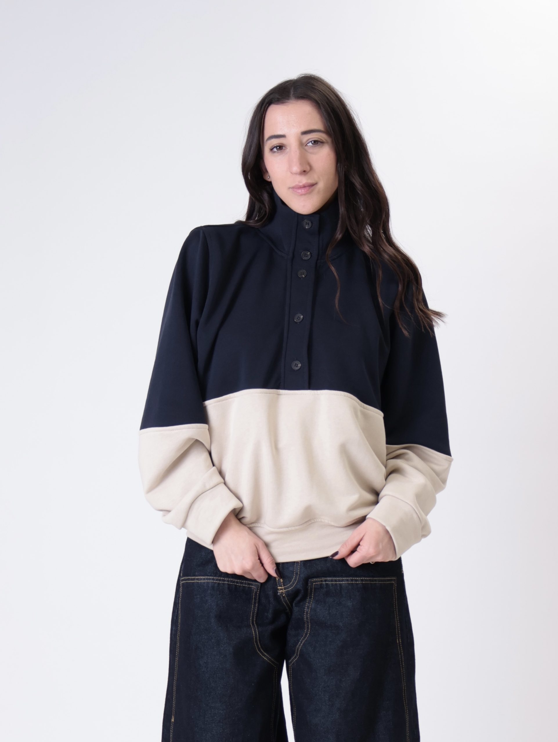 Felpa bottoni blu/avorio PREORDINE 27/03