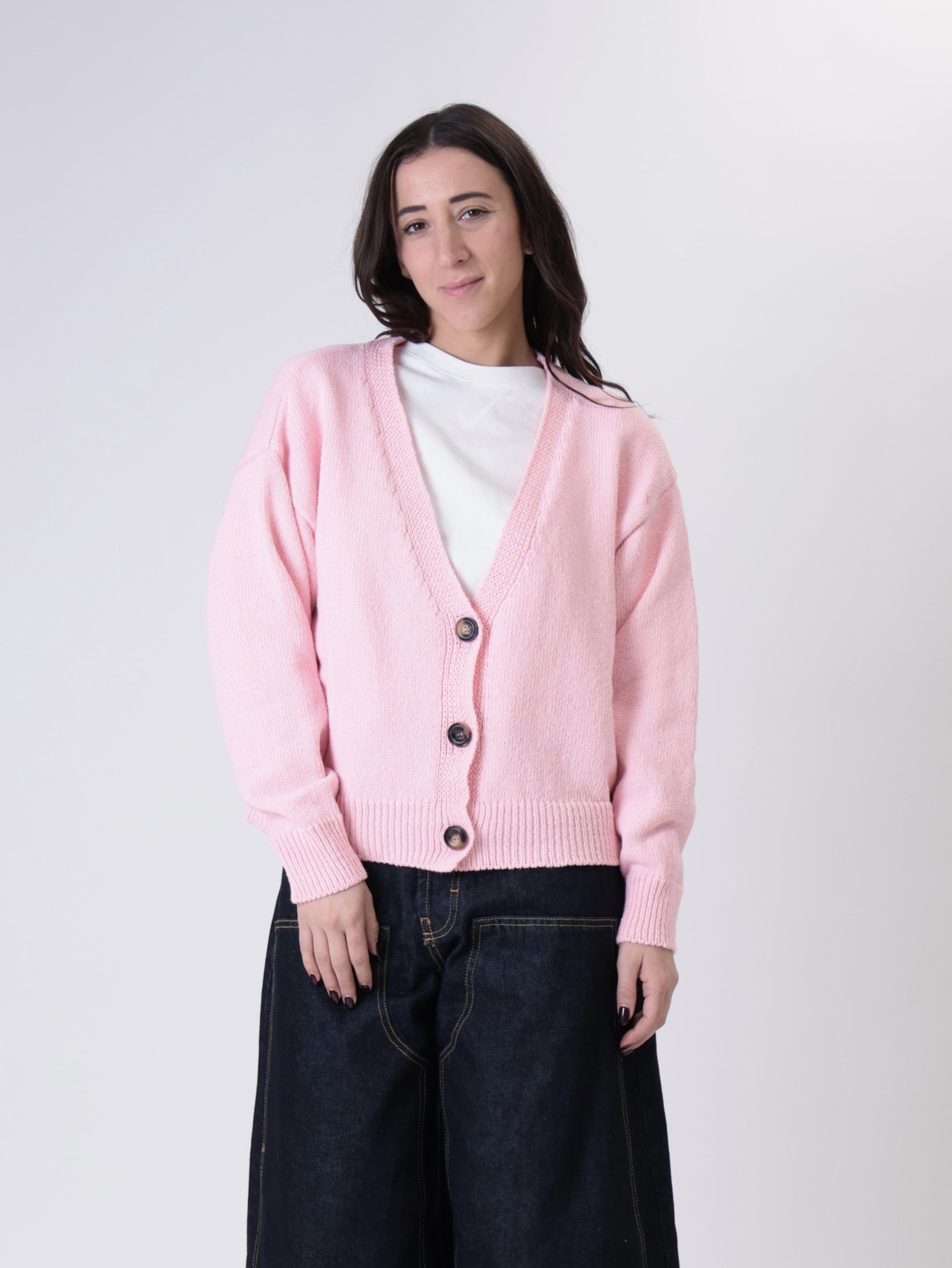 Cardigan basic cotone rosa PREORDINE 23/03