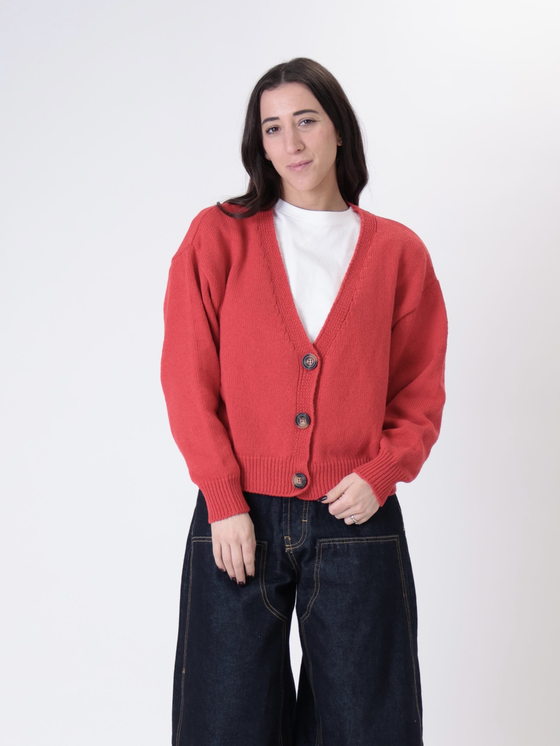 Cardigan basic cotone rosso PREORDINE 23/03