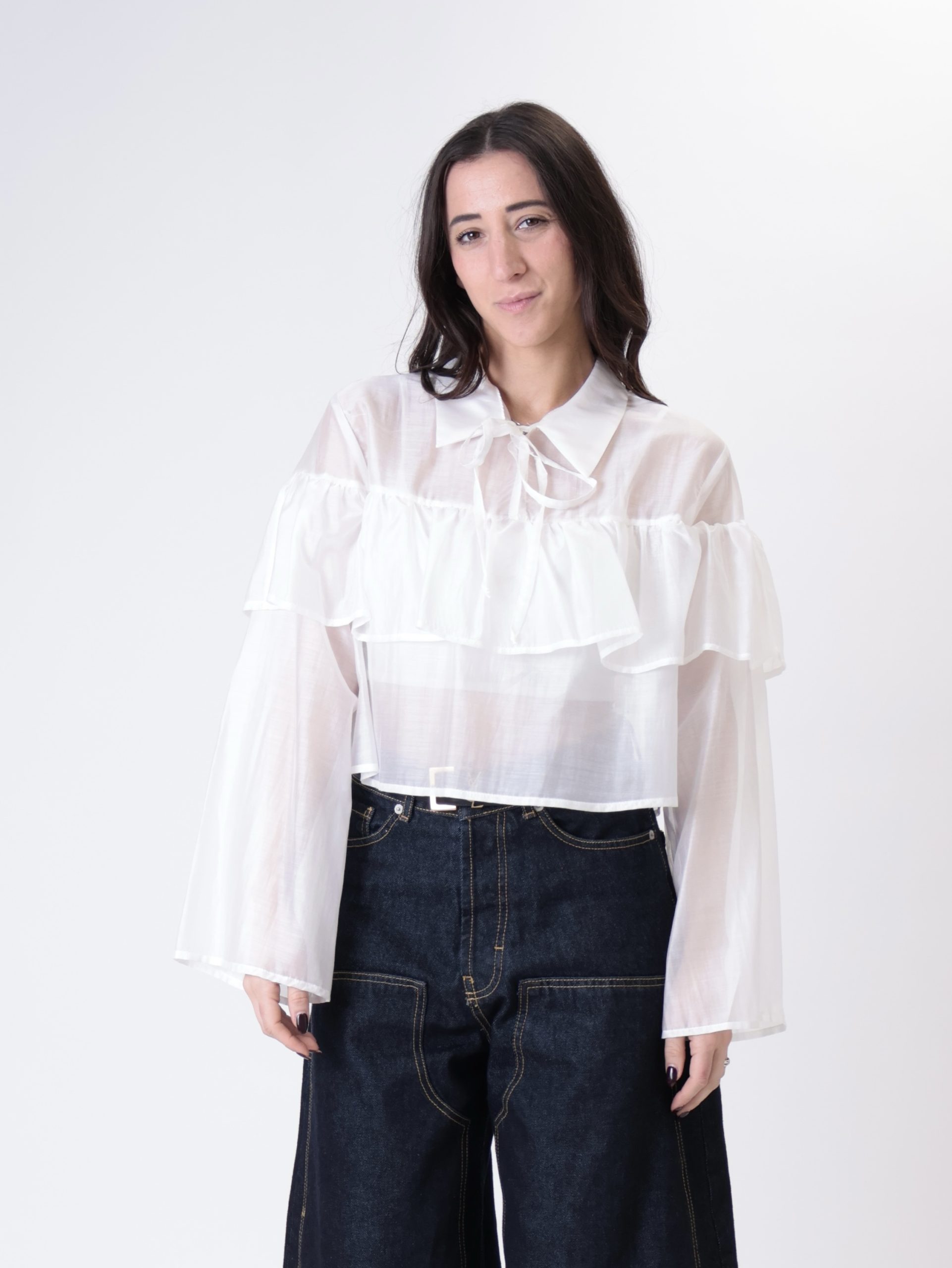 Blusa crop voilant burro