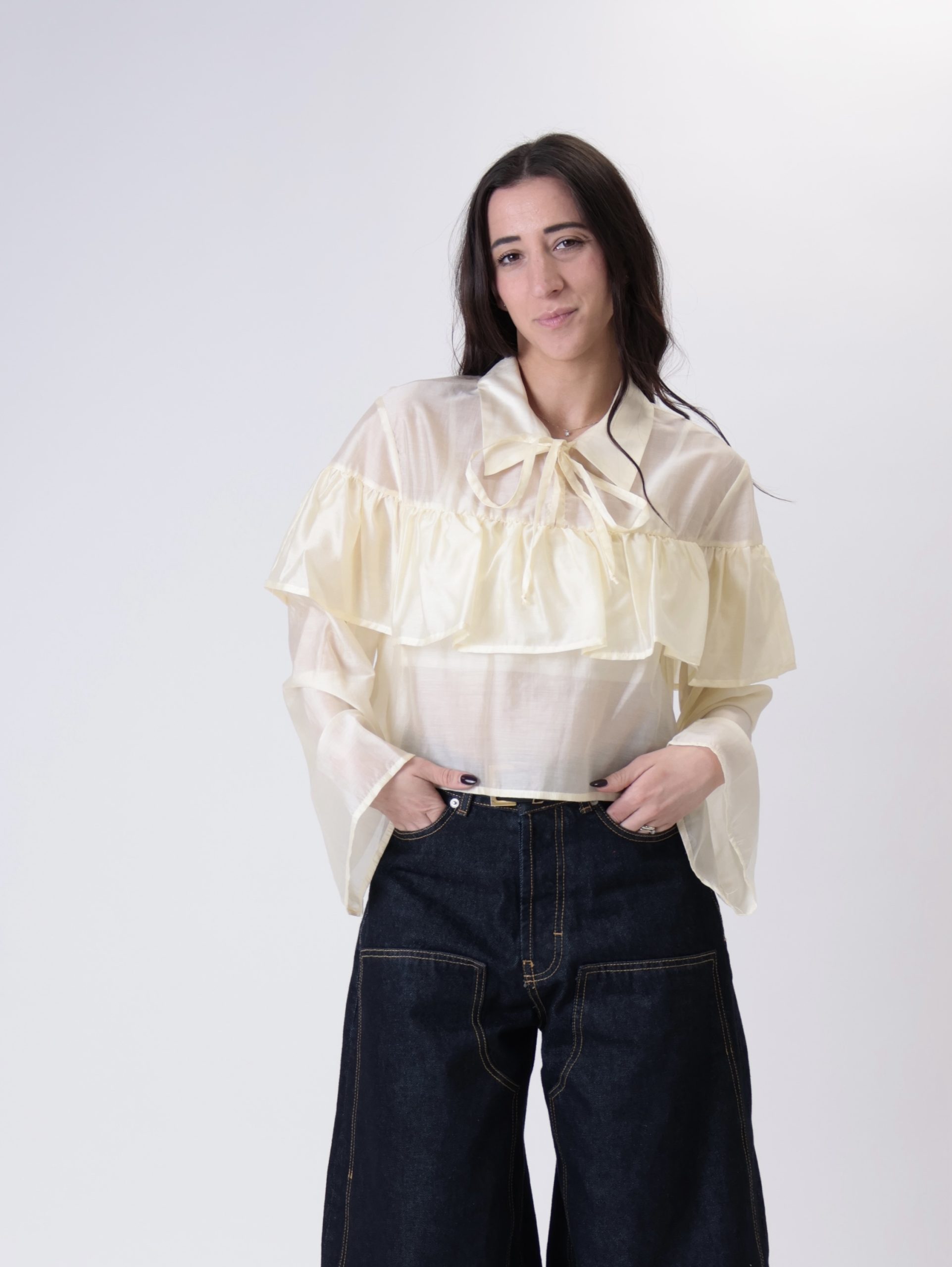 Blusa crop voilant pulcino