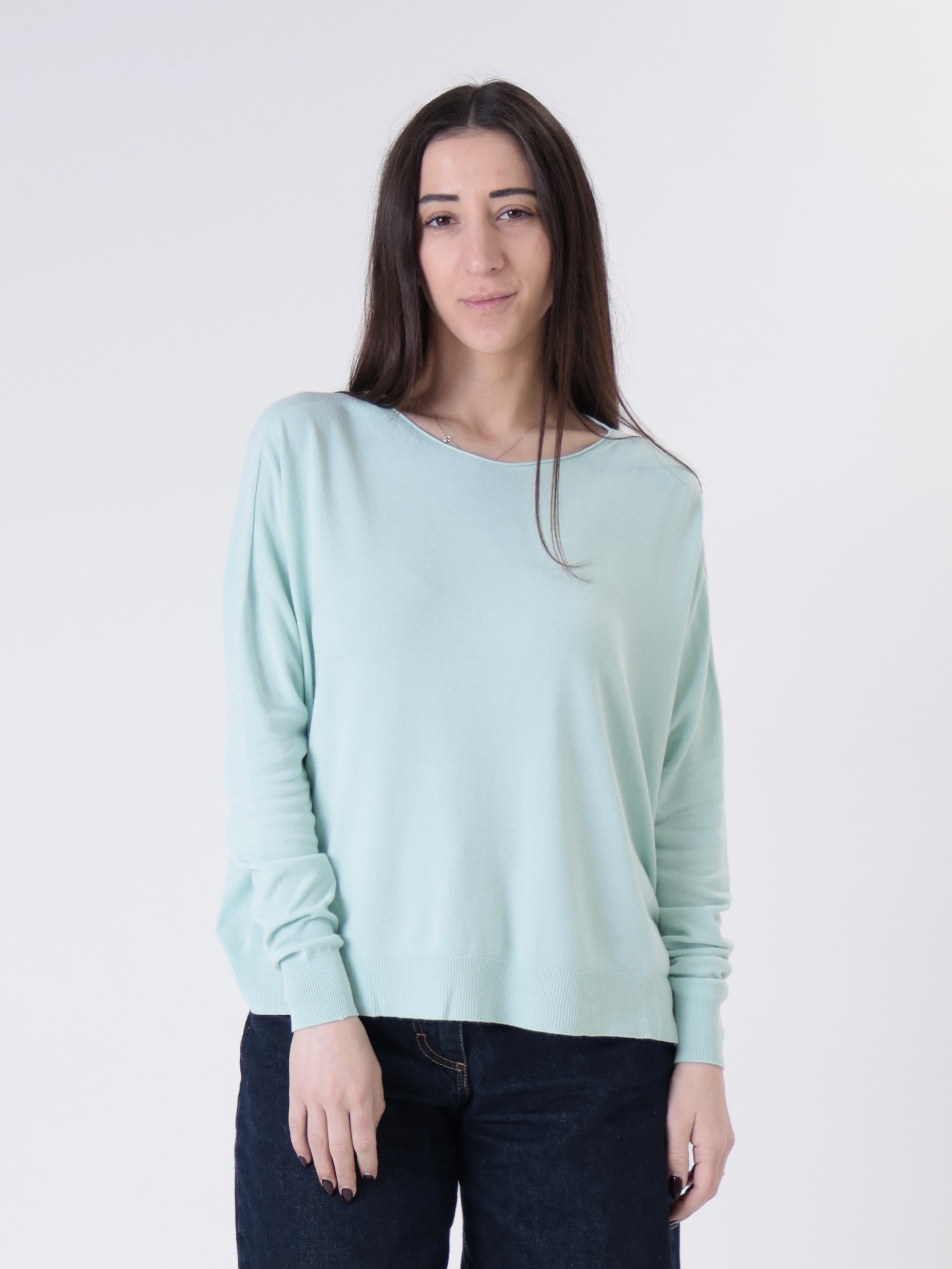 Pullover over viscosa verde acqua