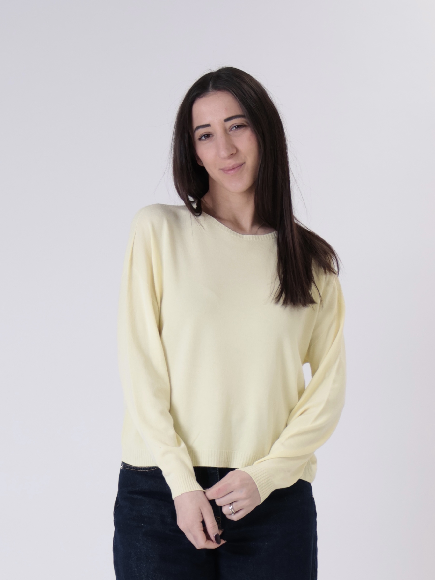 Pullover scatola viscosa giallo