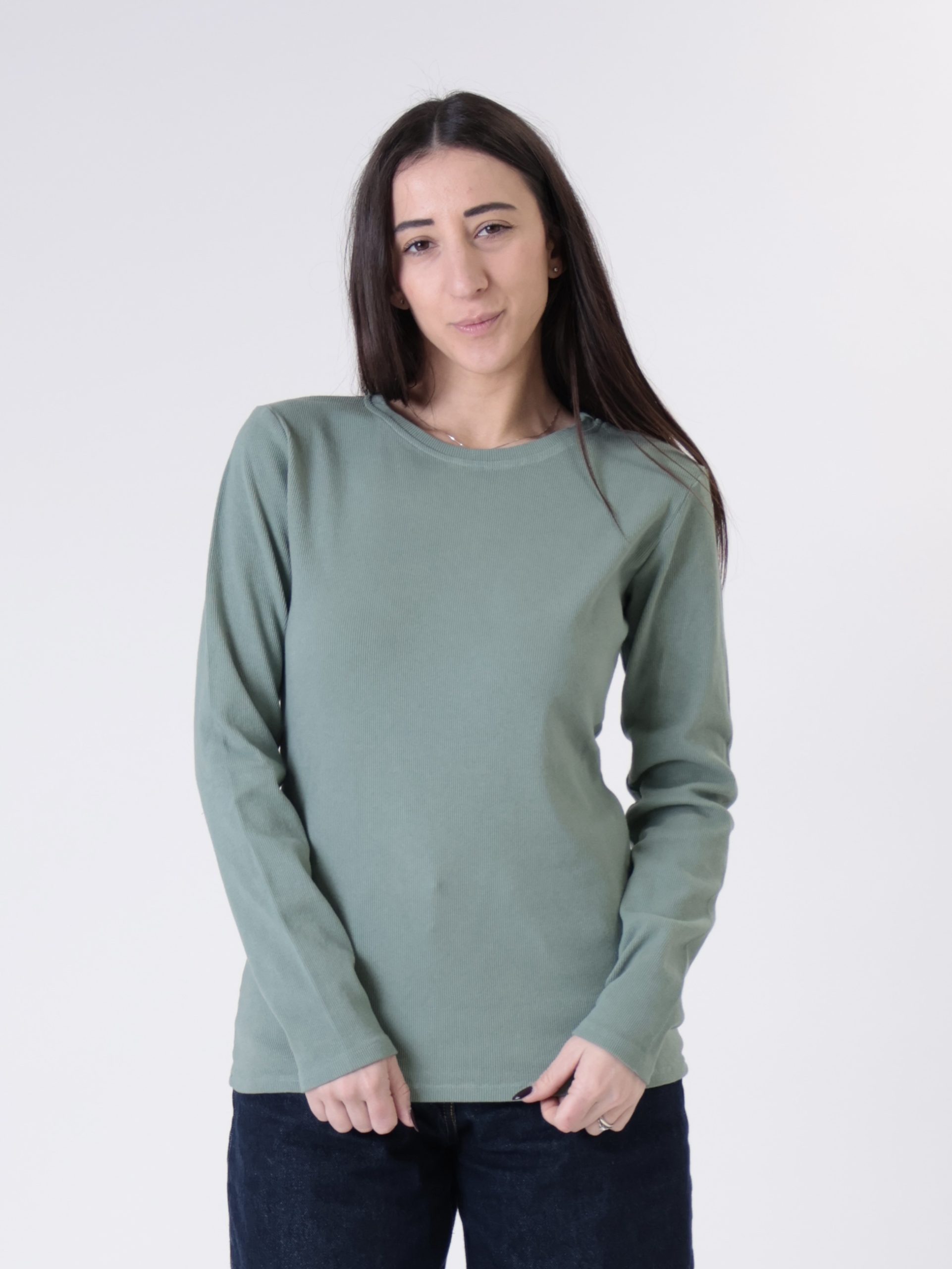 Maglia girocollo costina m/lunga siepe