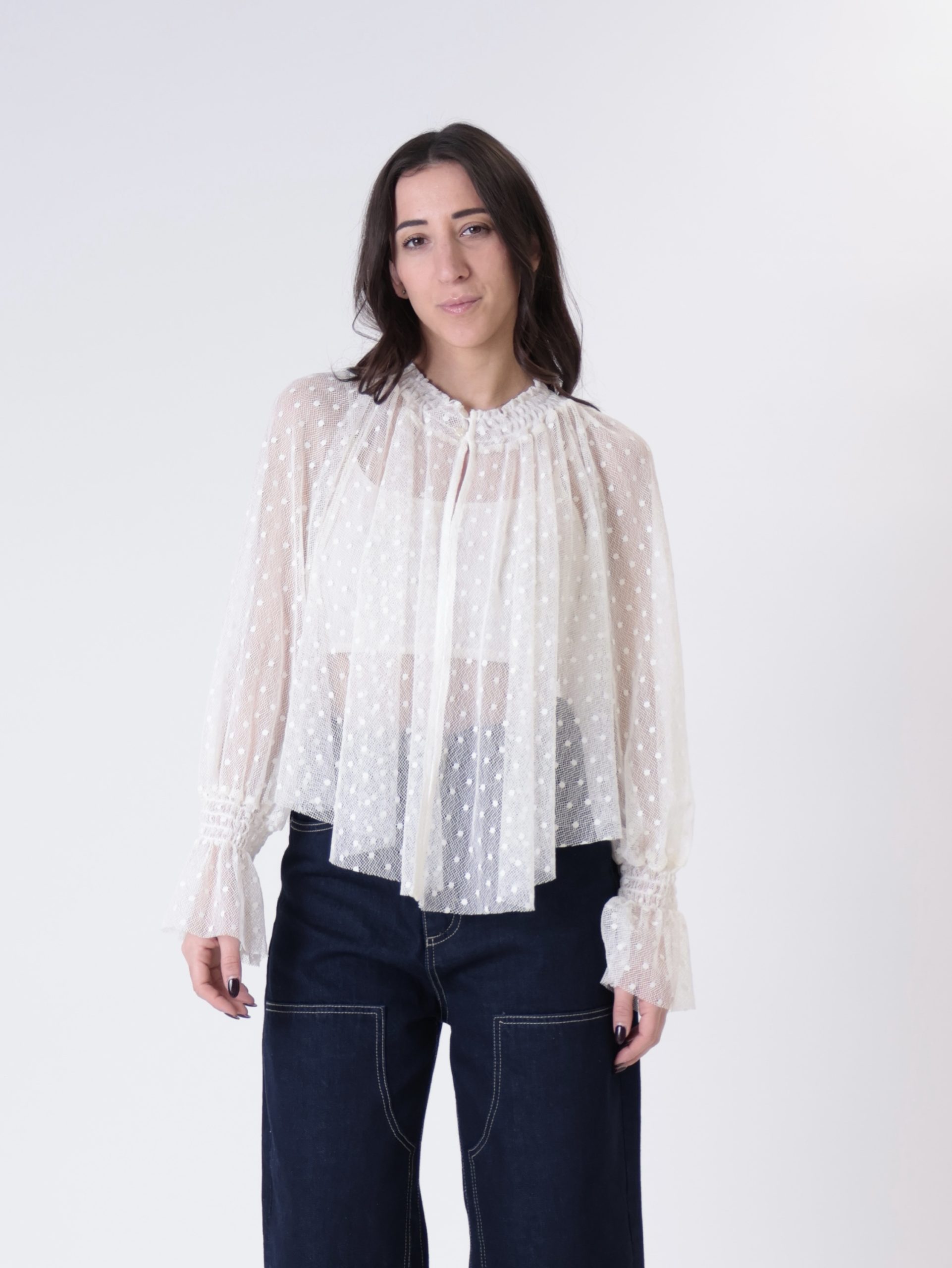 Blusa punto smock burro