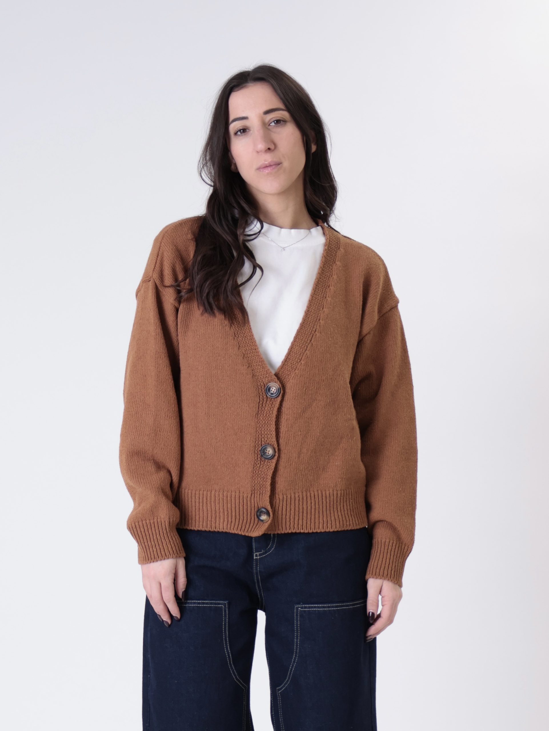 Cardigan basic cotone bruciato