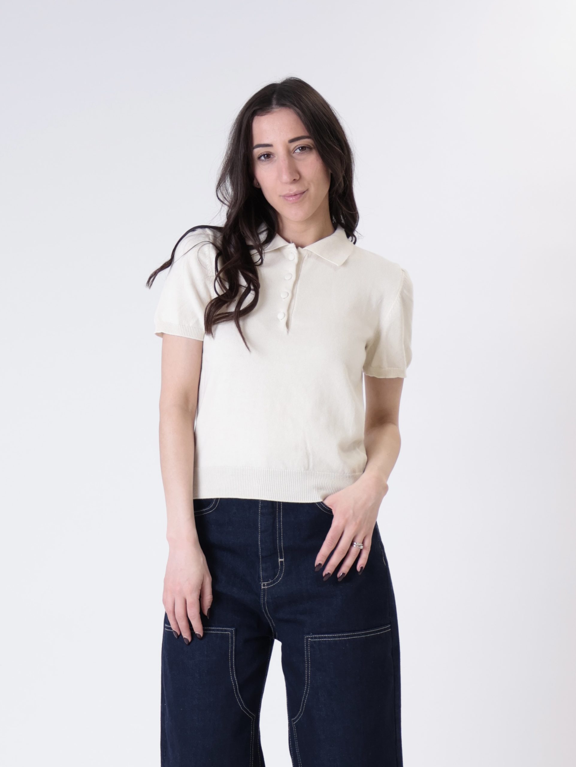 Polo bottoni m/corta burro