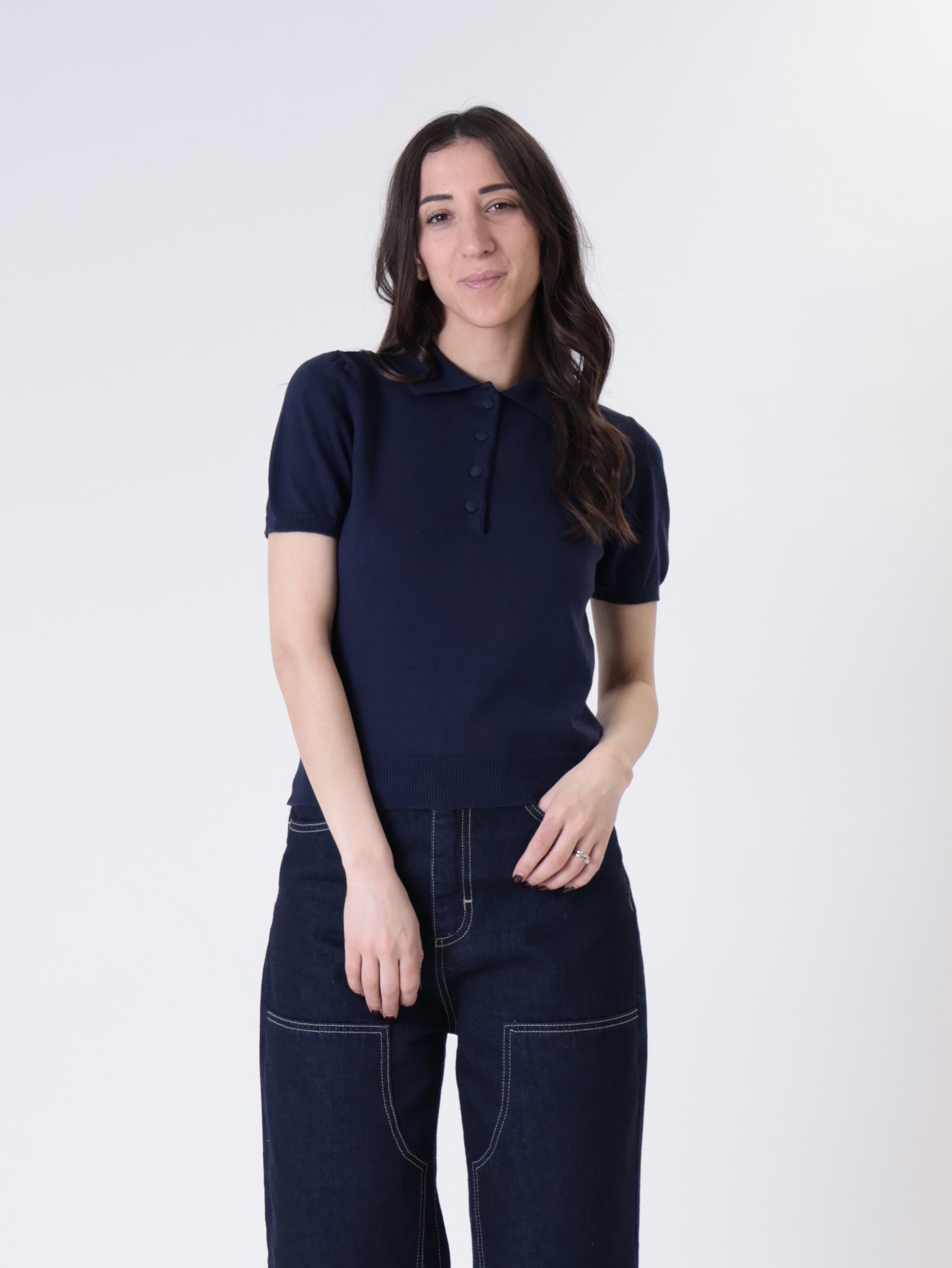 Polo bottoni m/corta blu