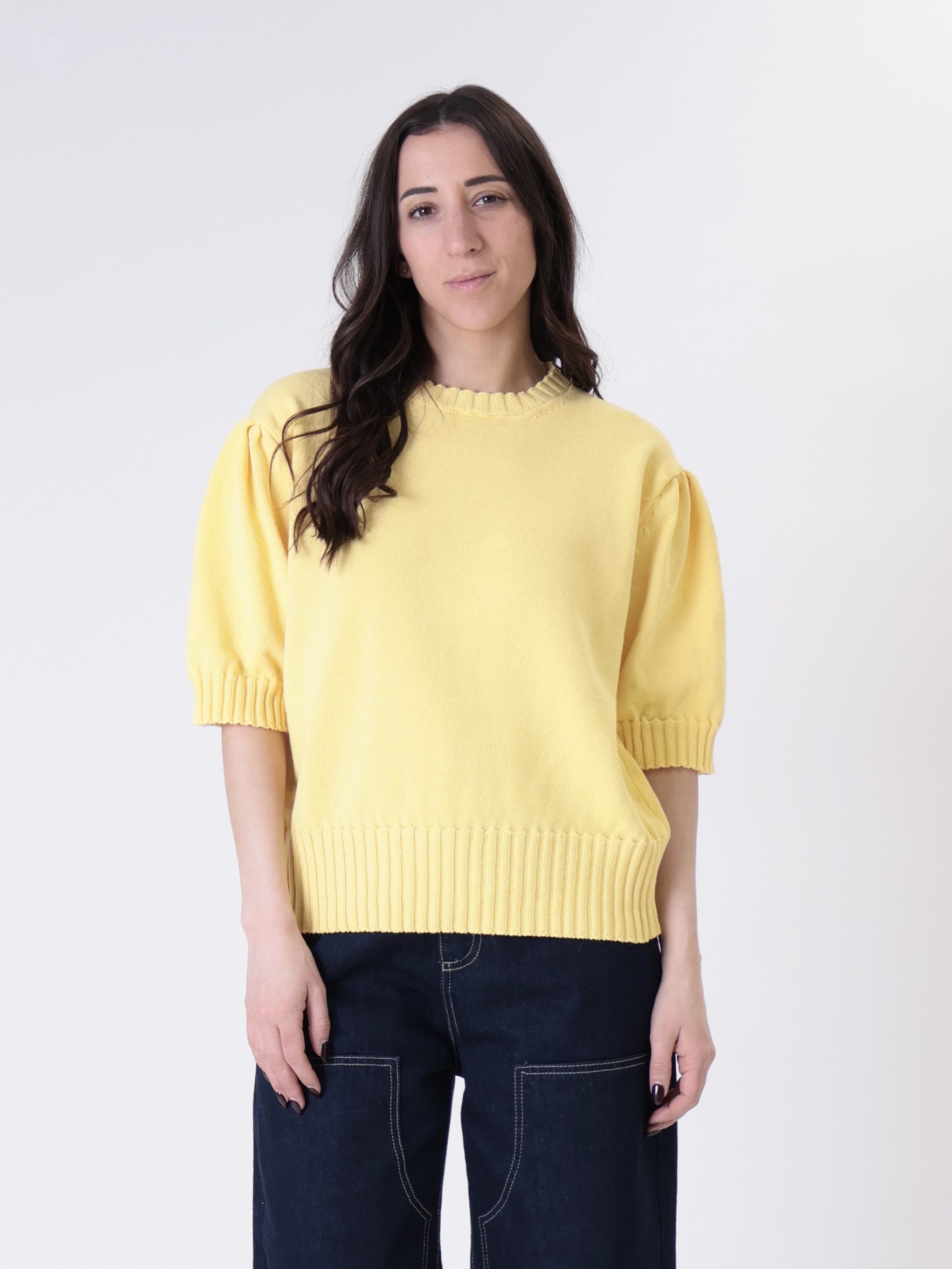 Pullover mezza manica sbuffo giallo