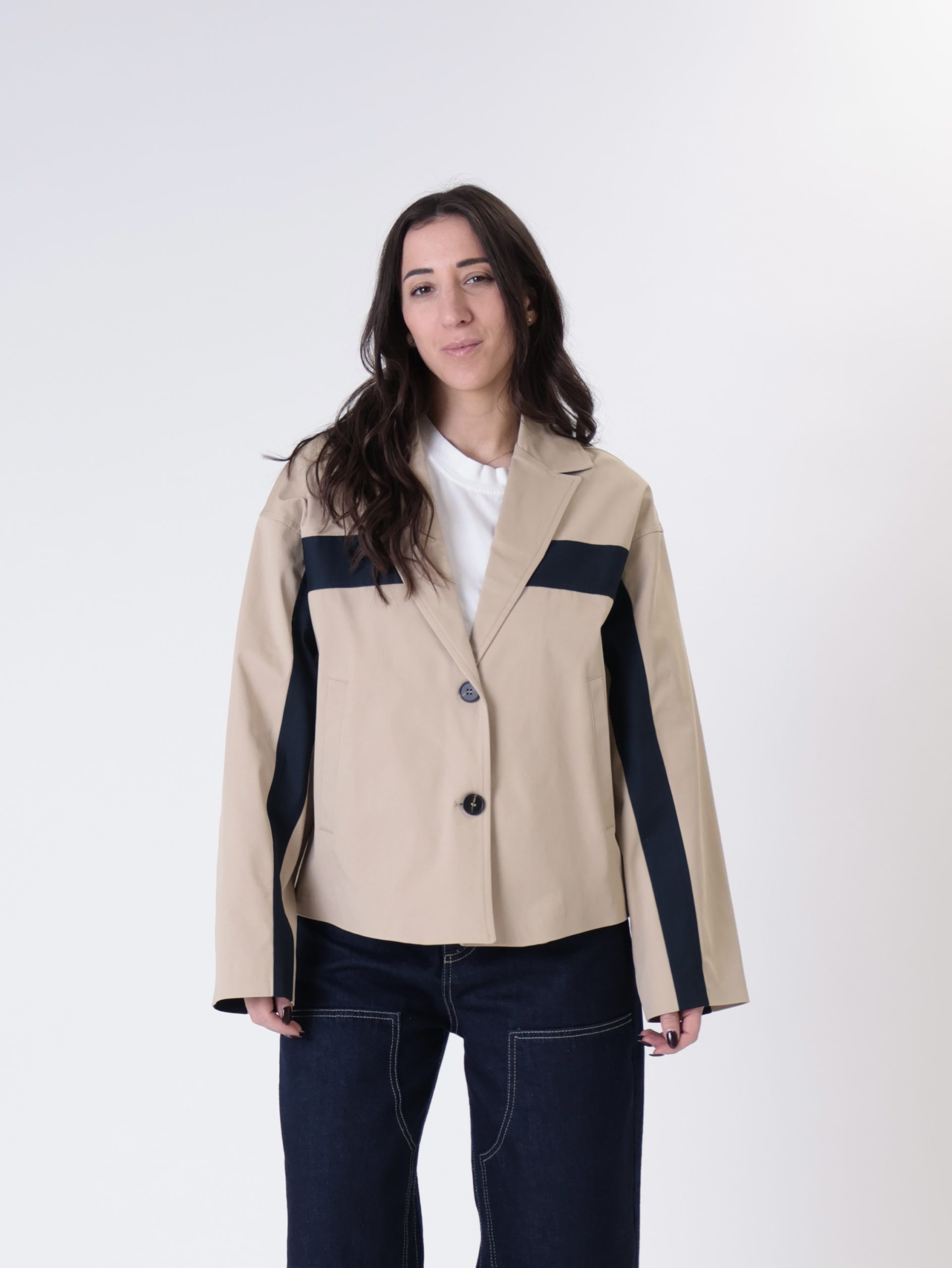 Blazer lore scollo V sabbia/blu