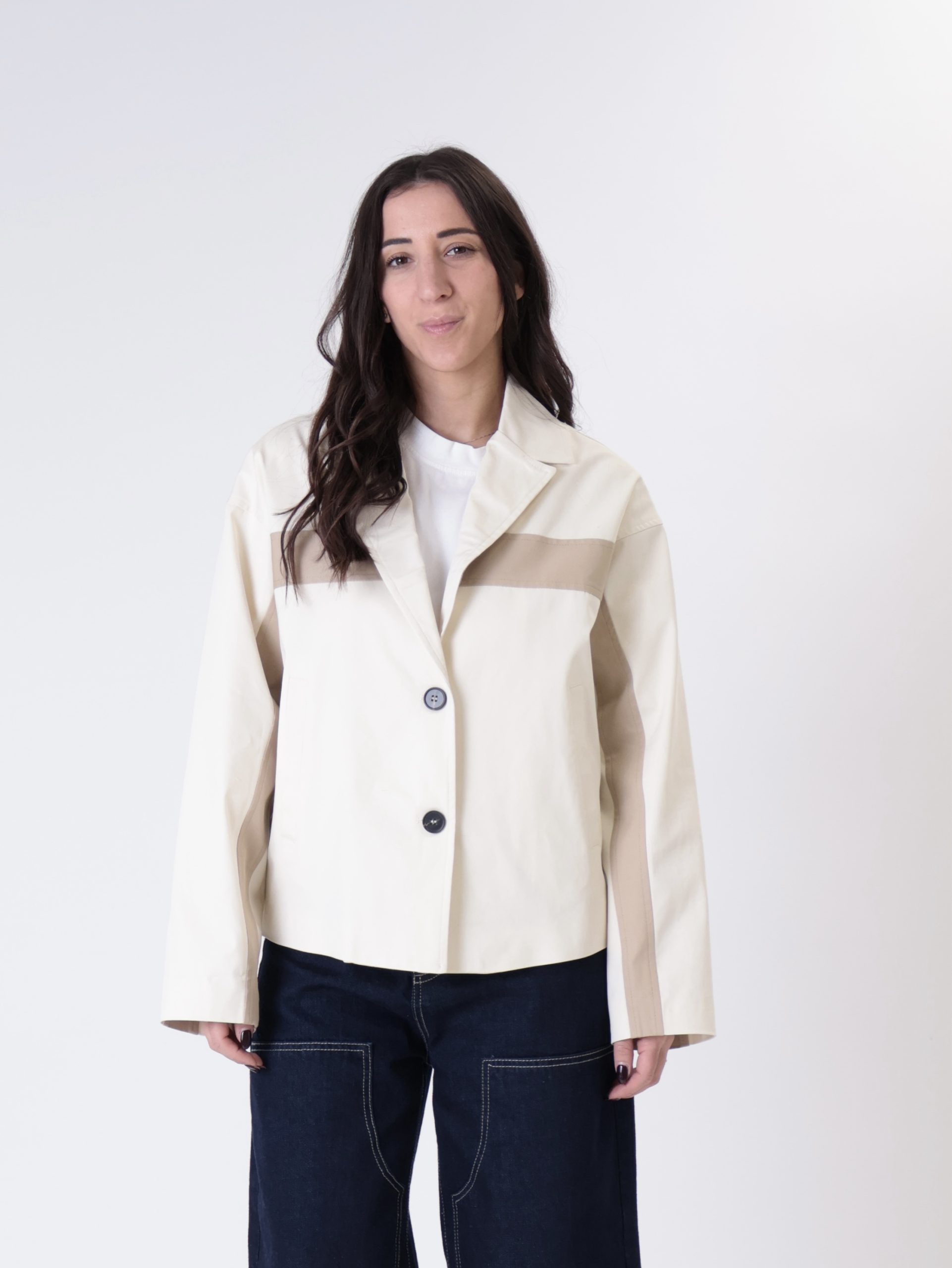 Blazer lore scollo V vaniglia/sabbia