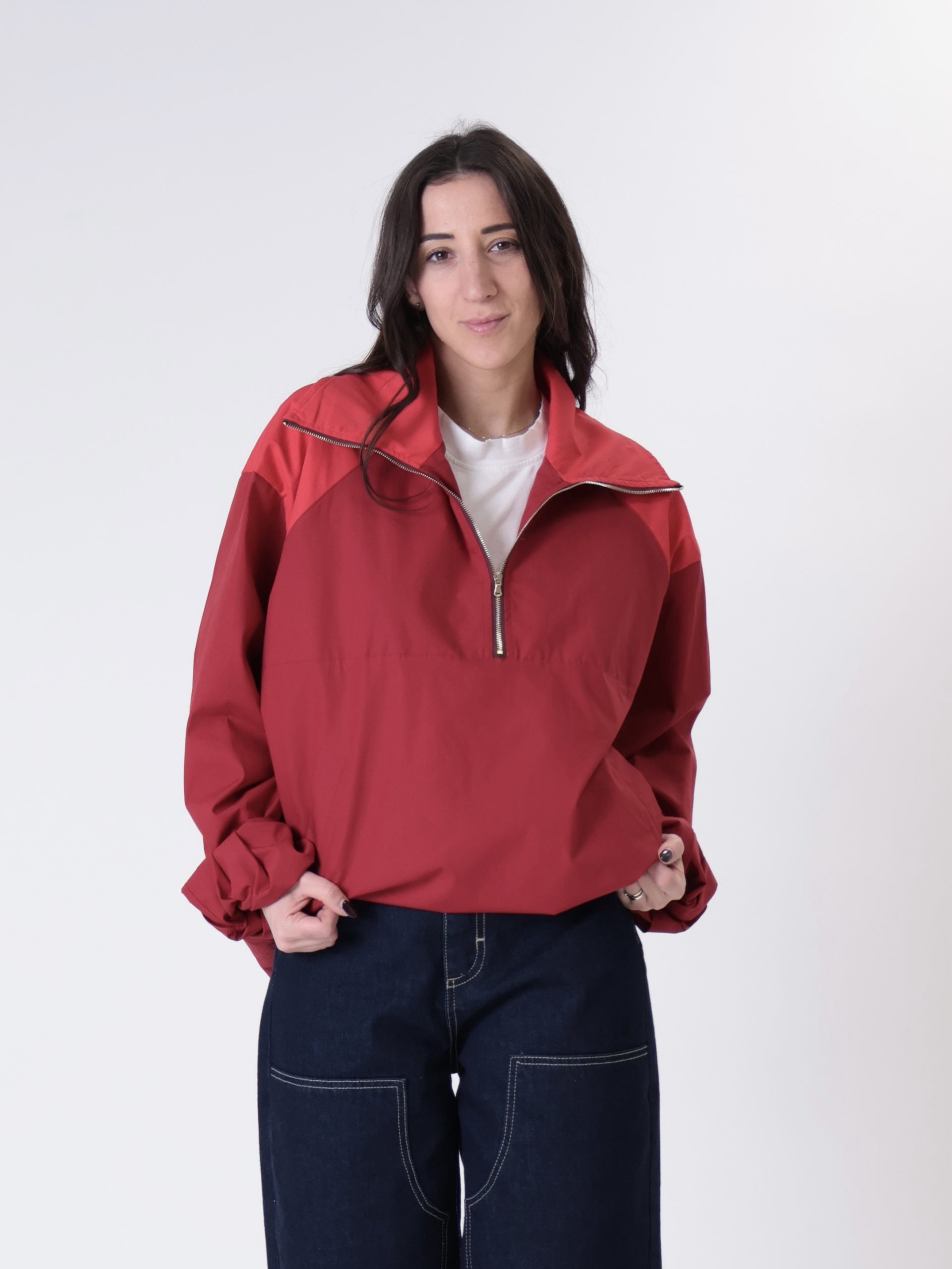 Giacca mezza zip rosso