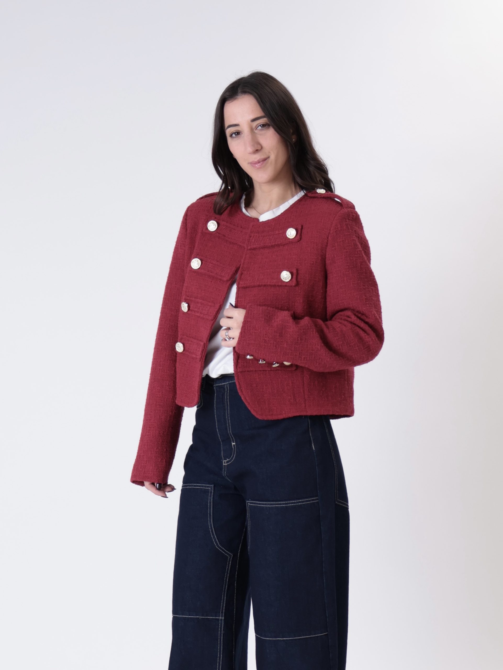 Giacca napoleone tweed rossa