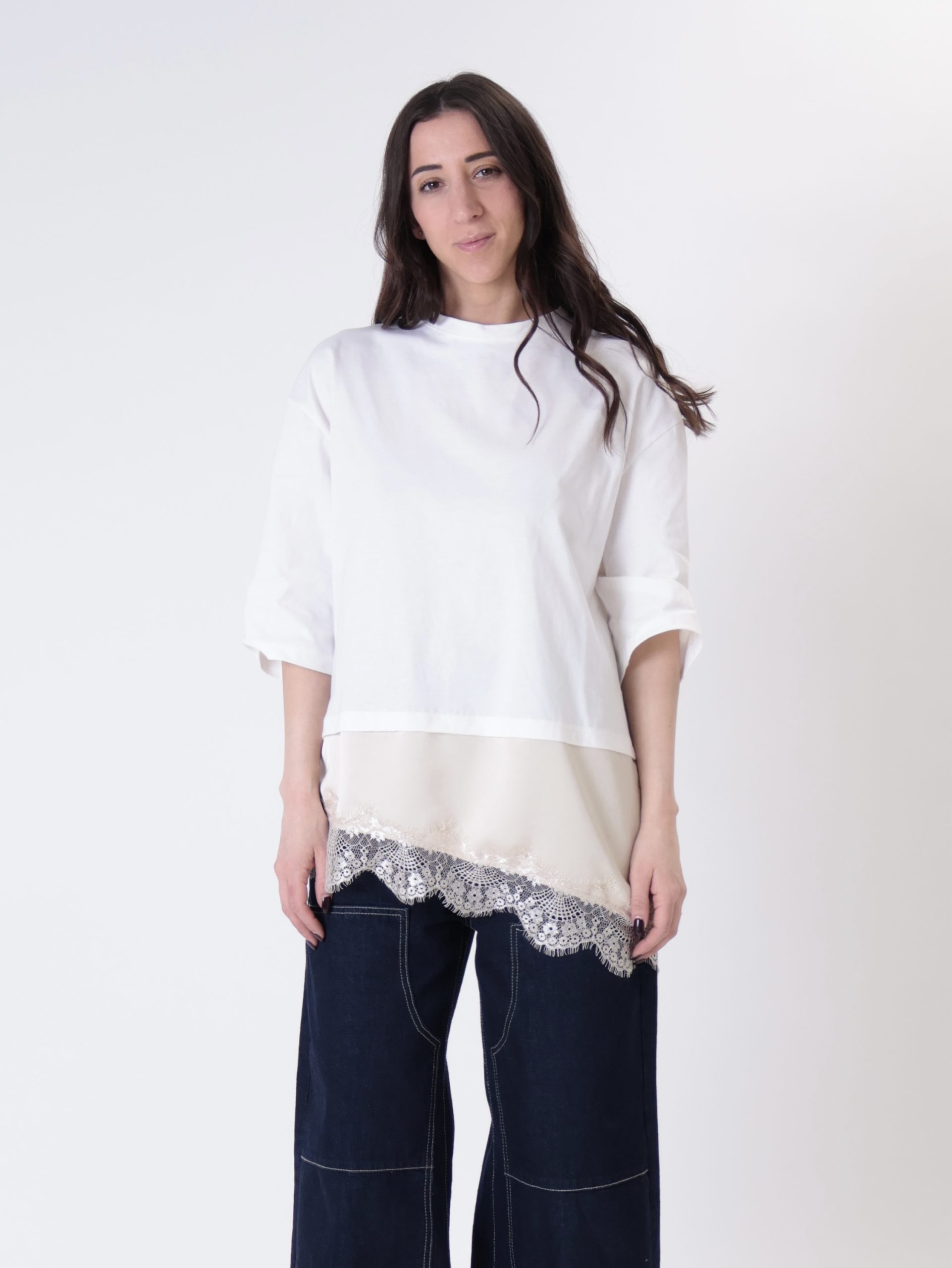T-shirt pizzo bianco