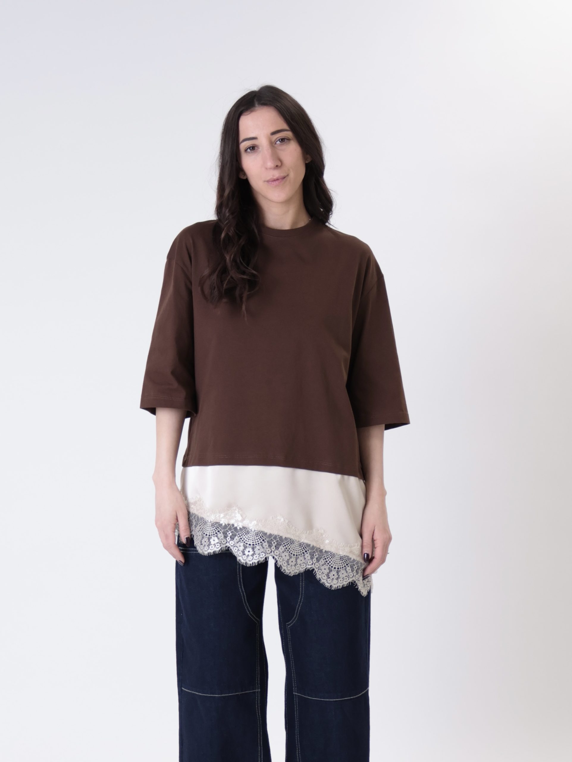 T-shirt pizzo cioccolato