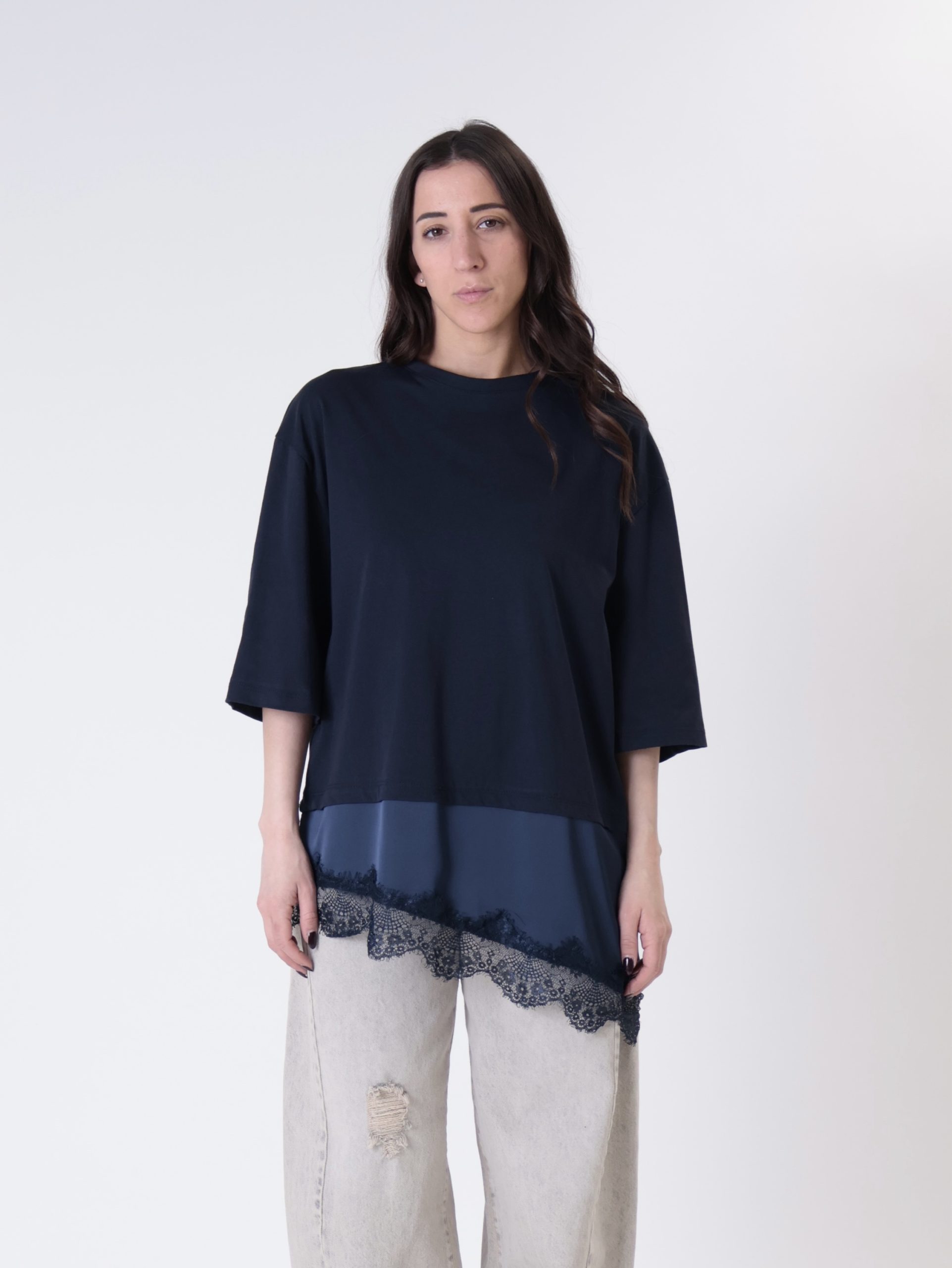 T-shirt pizzo blu