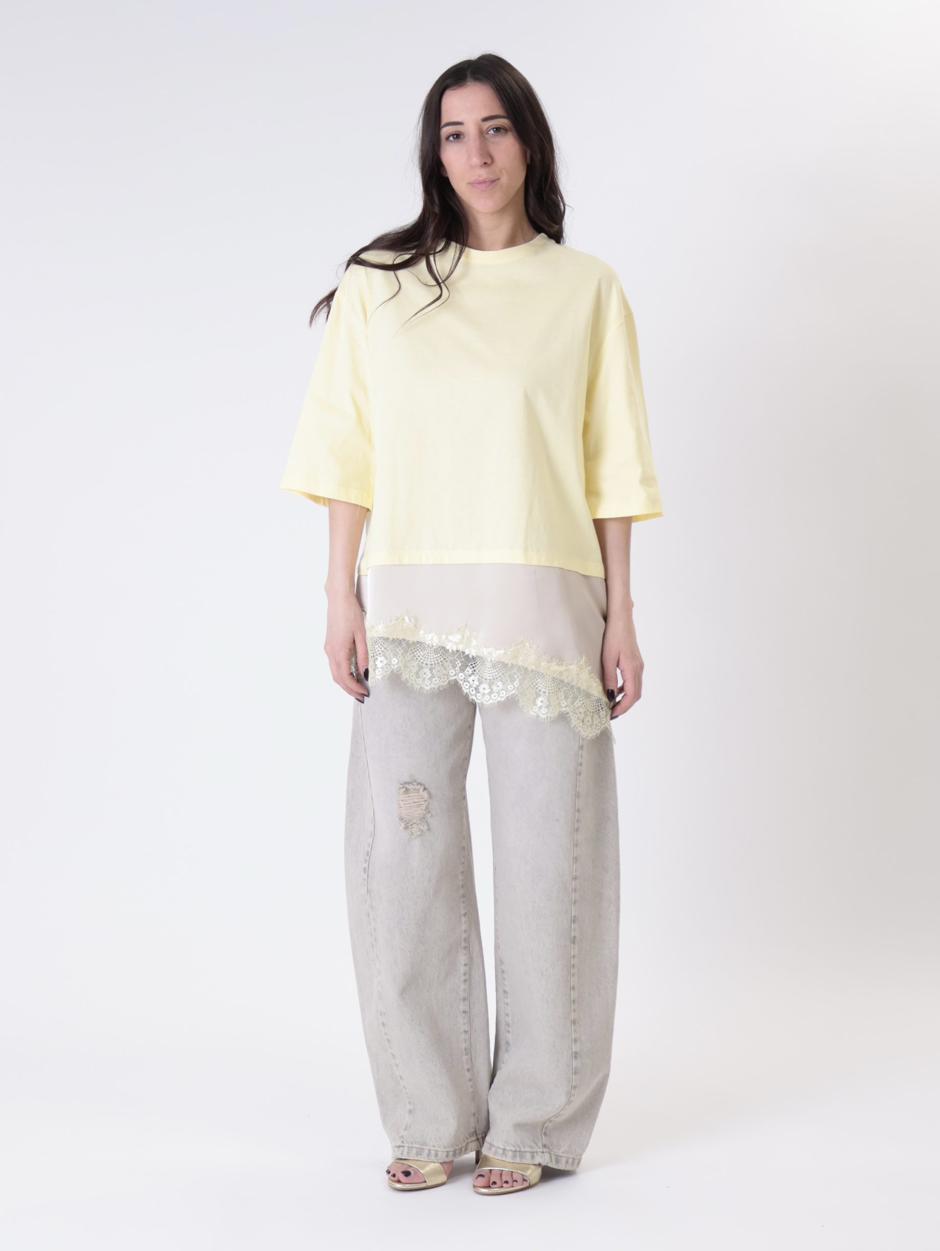 T-shirt pizzo giallo