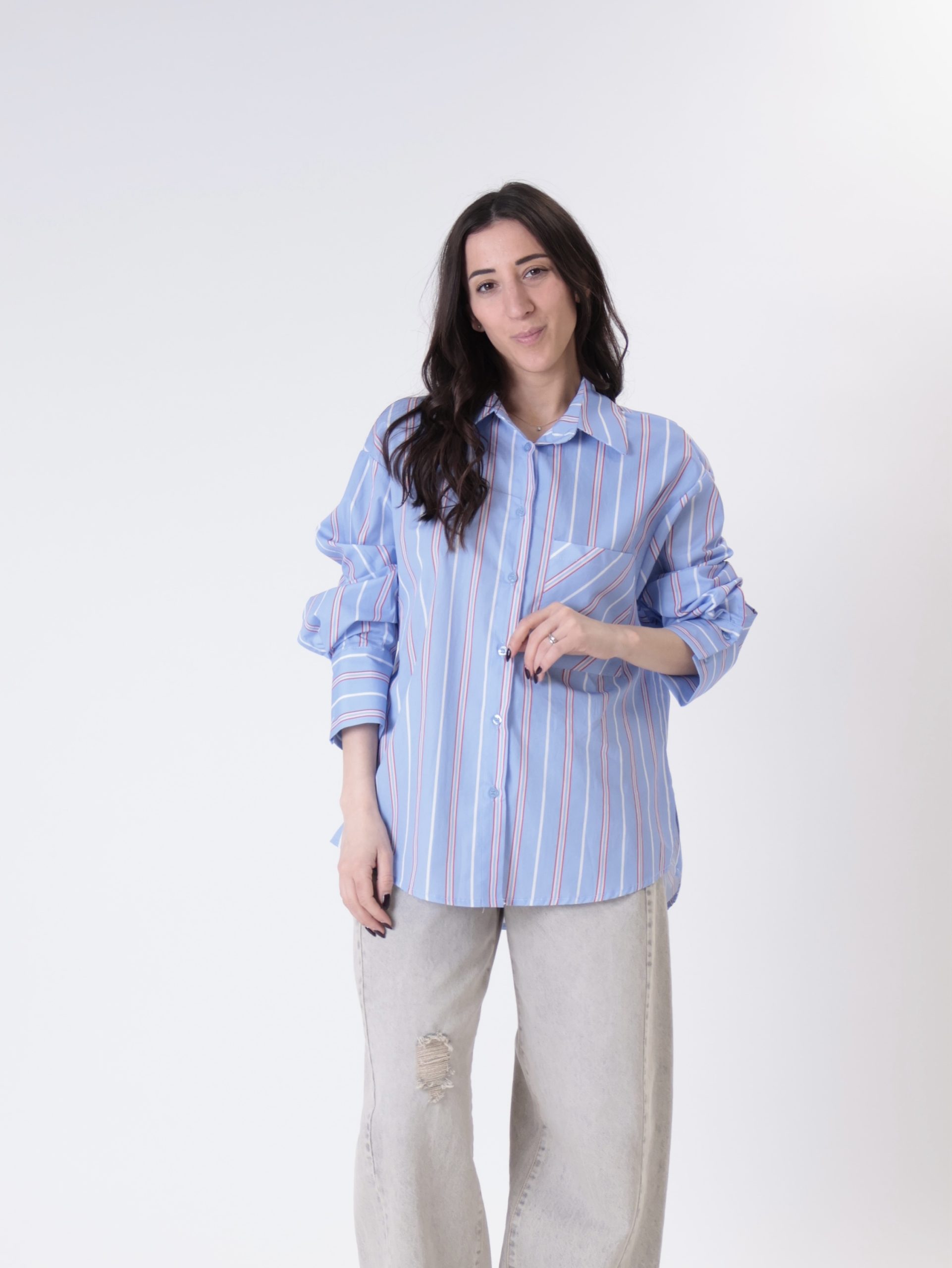 Camicia righe rosso/rosa/bianco