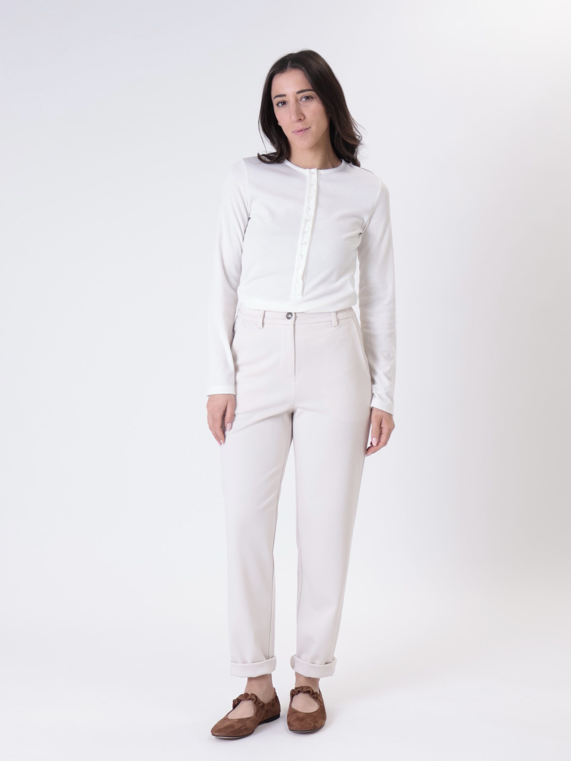 Pantalone milano elastico retro gesso