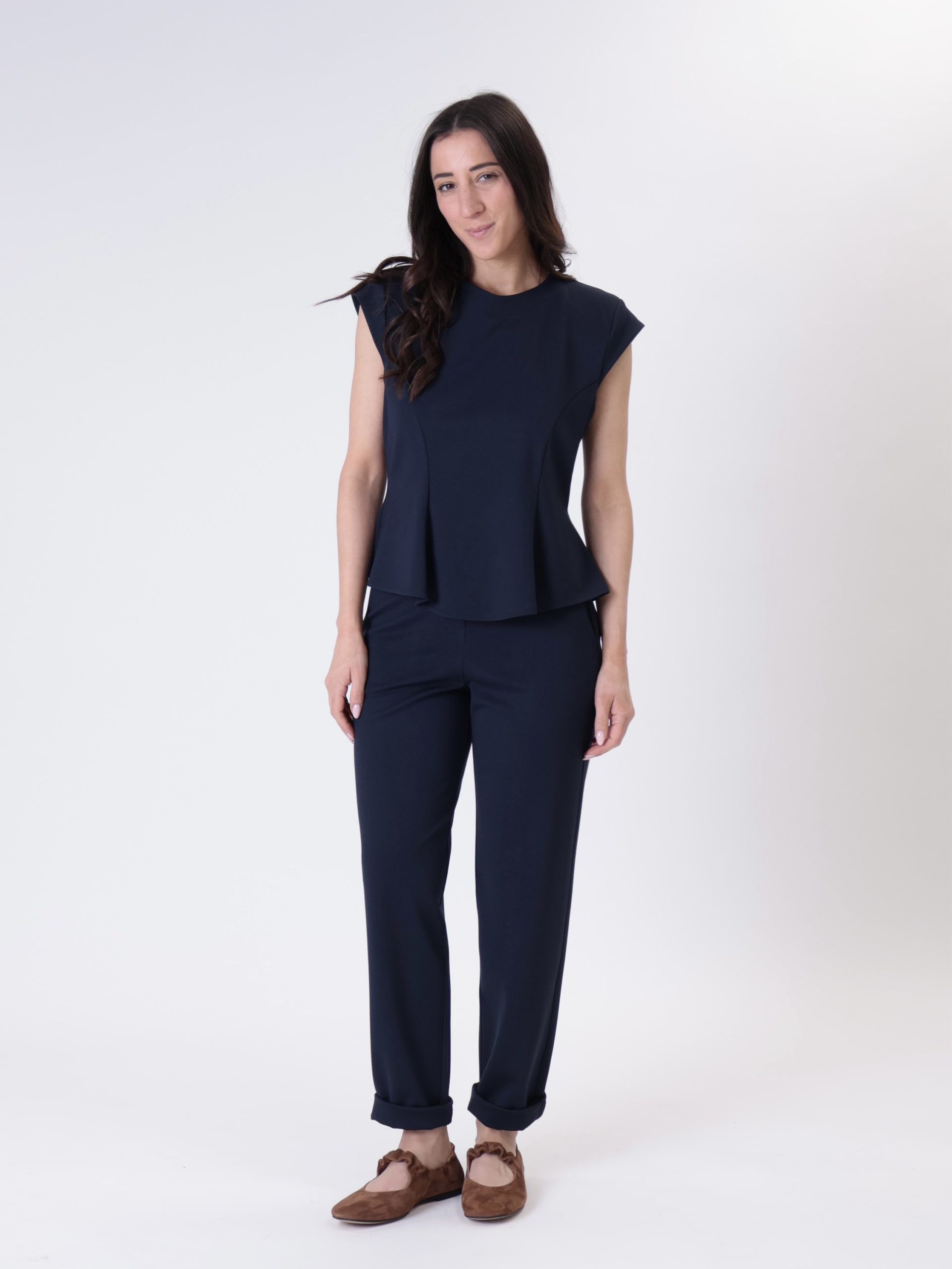 Pantalone milano elastico retro blu