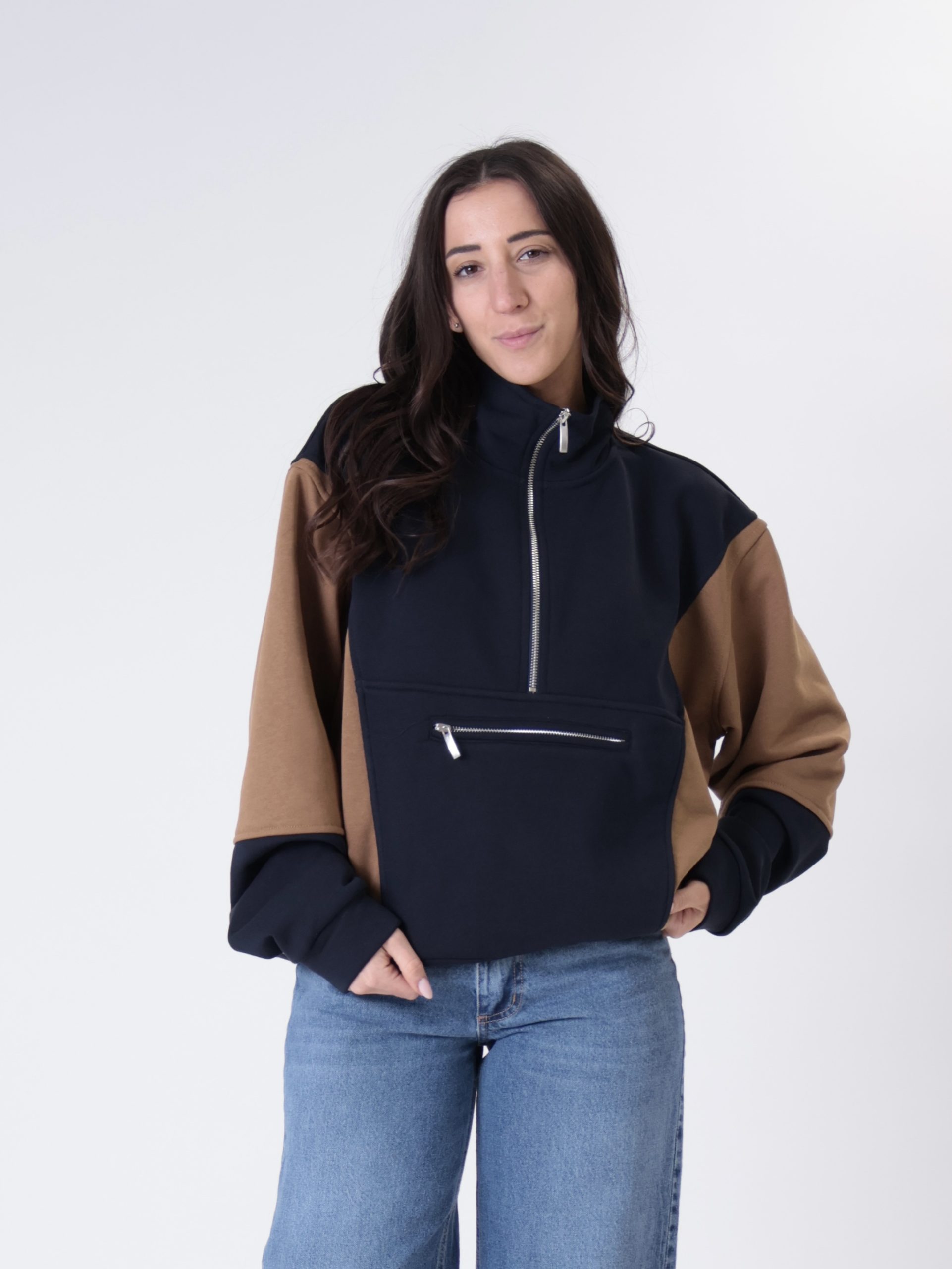 Felpa zip blu/tabacco PREORDINE 07/04