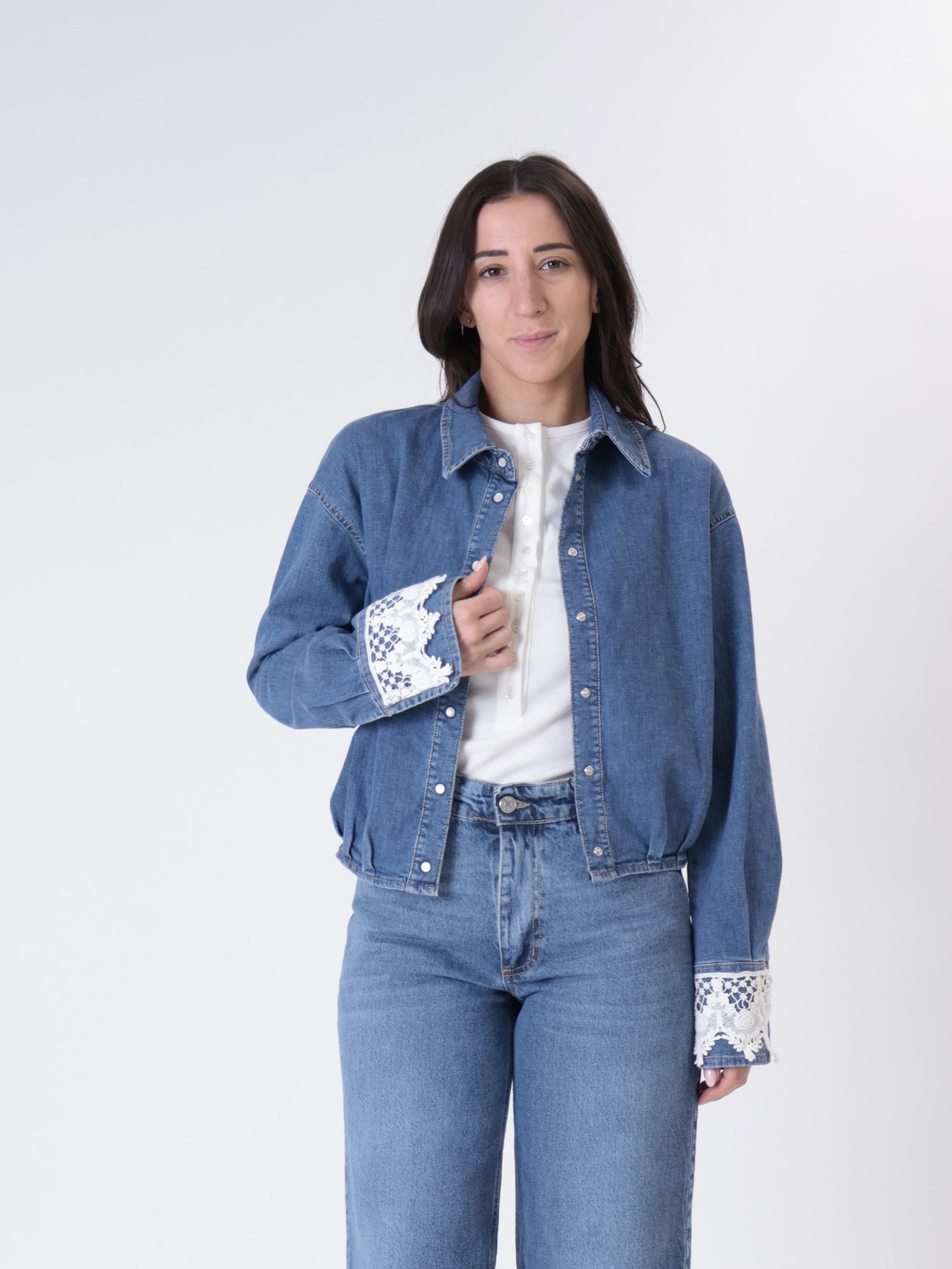 Camicia pizzo denim blu