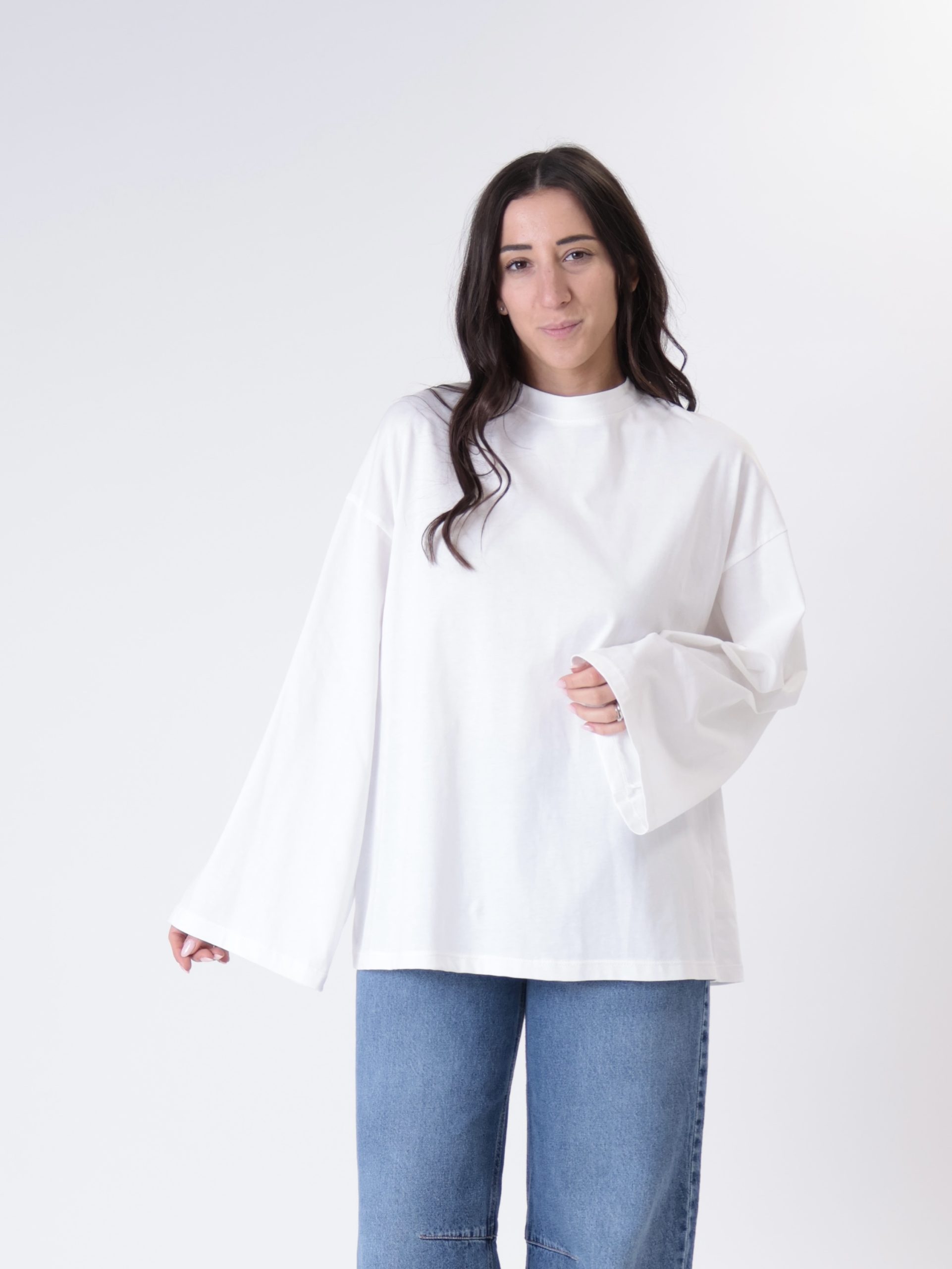 T-shirt m/lunga over panna