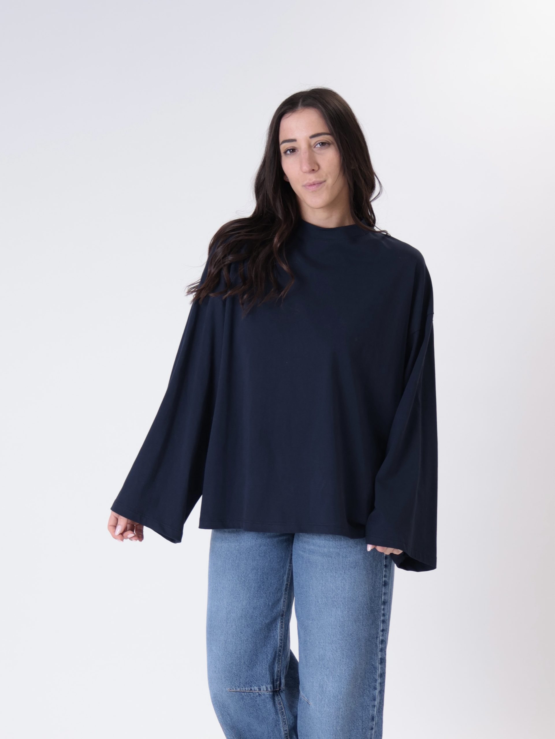 T-shirt m/lunga over blu