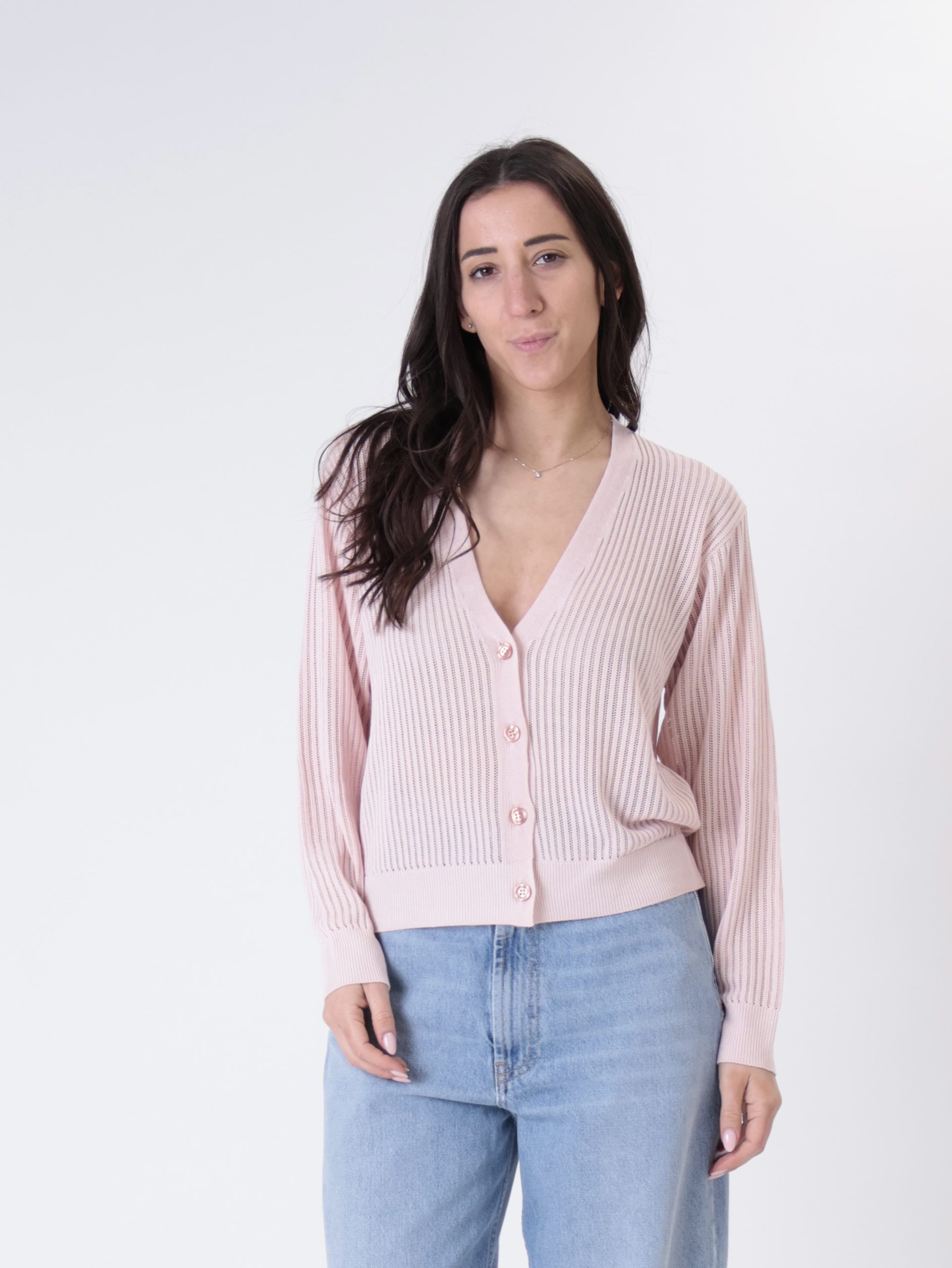 Cardigan traforato cipria PREORDINE 03/04