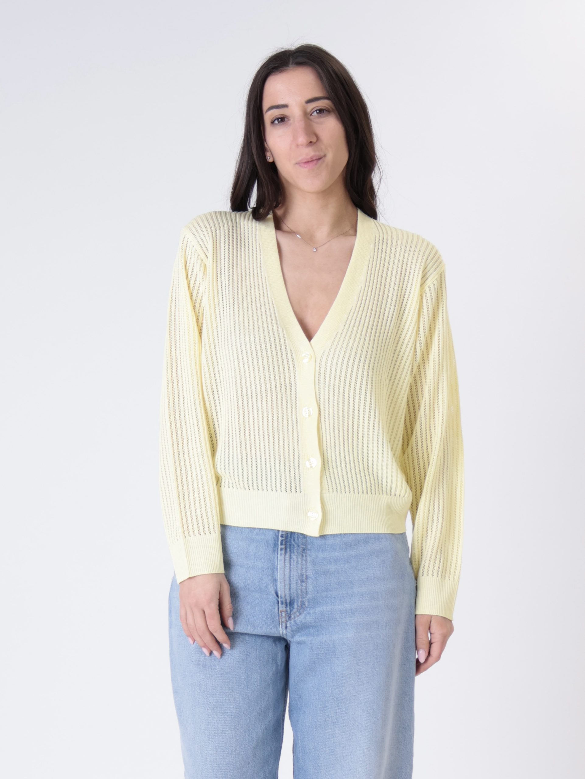 Cardigan traforato giallo