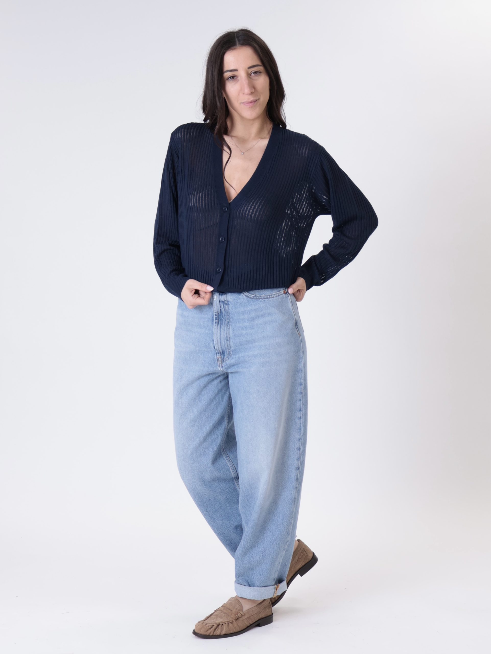 Cardigan traforato blu