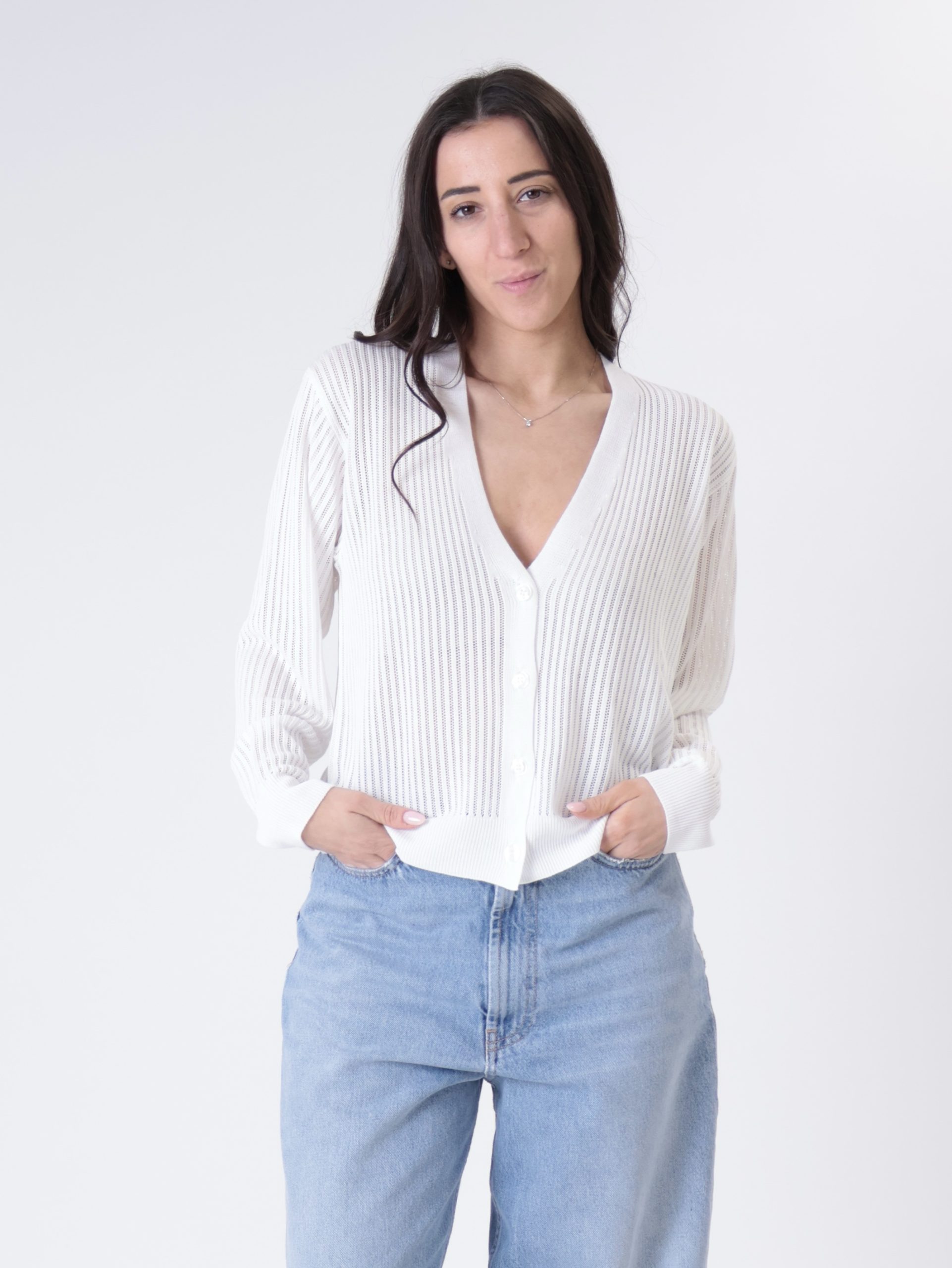 Cardigan traforato bianco