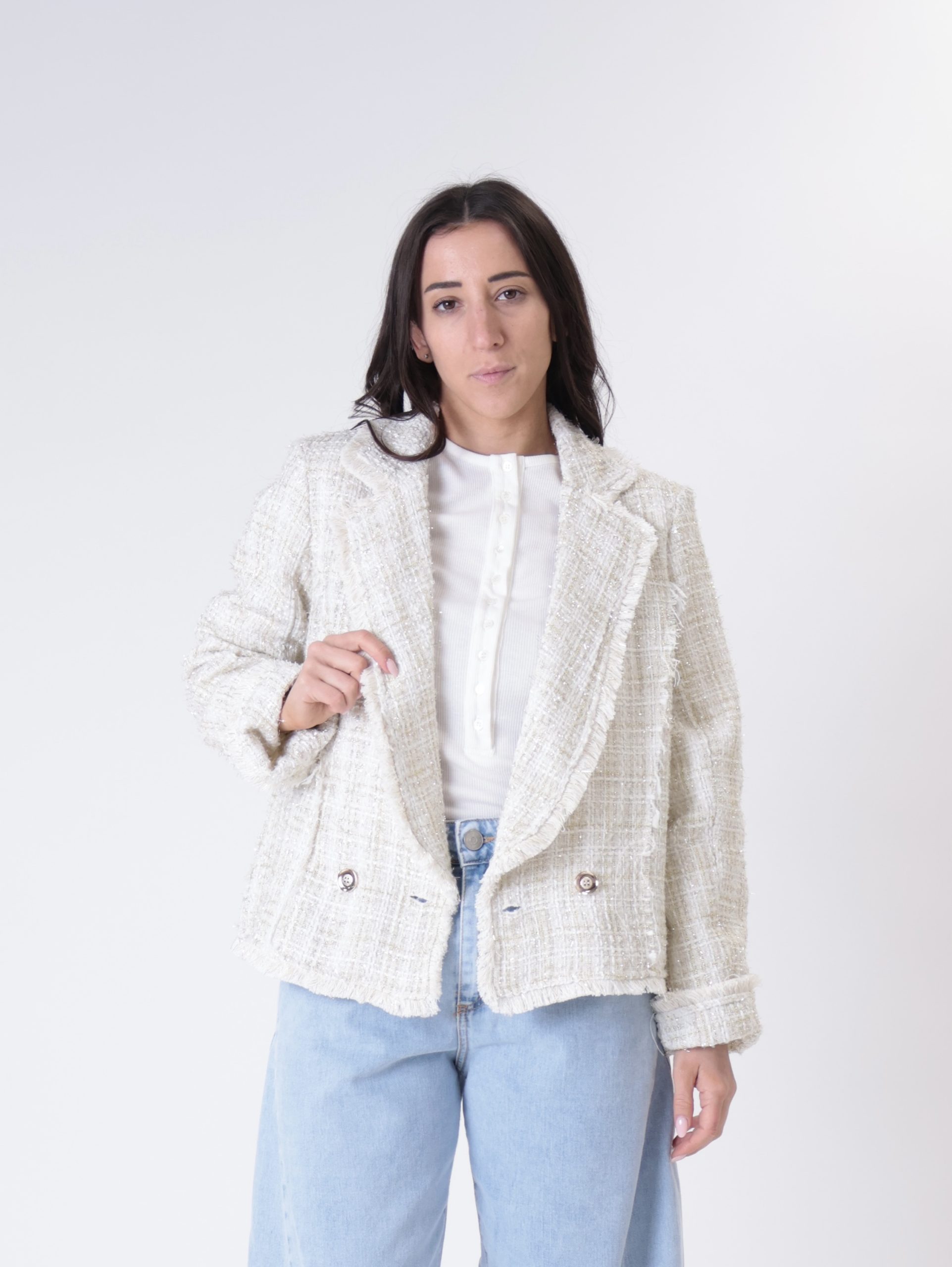 Giacca bouclé bianco