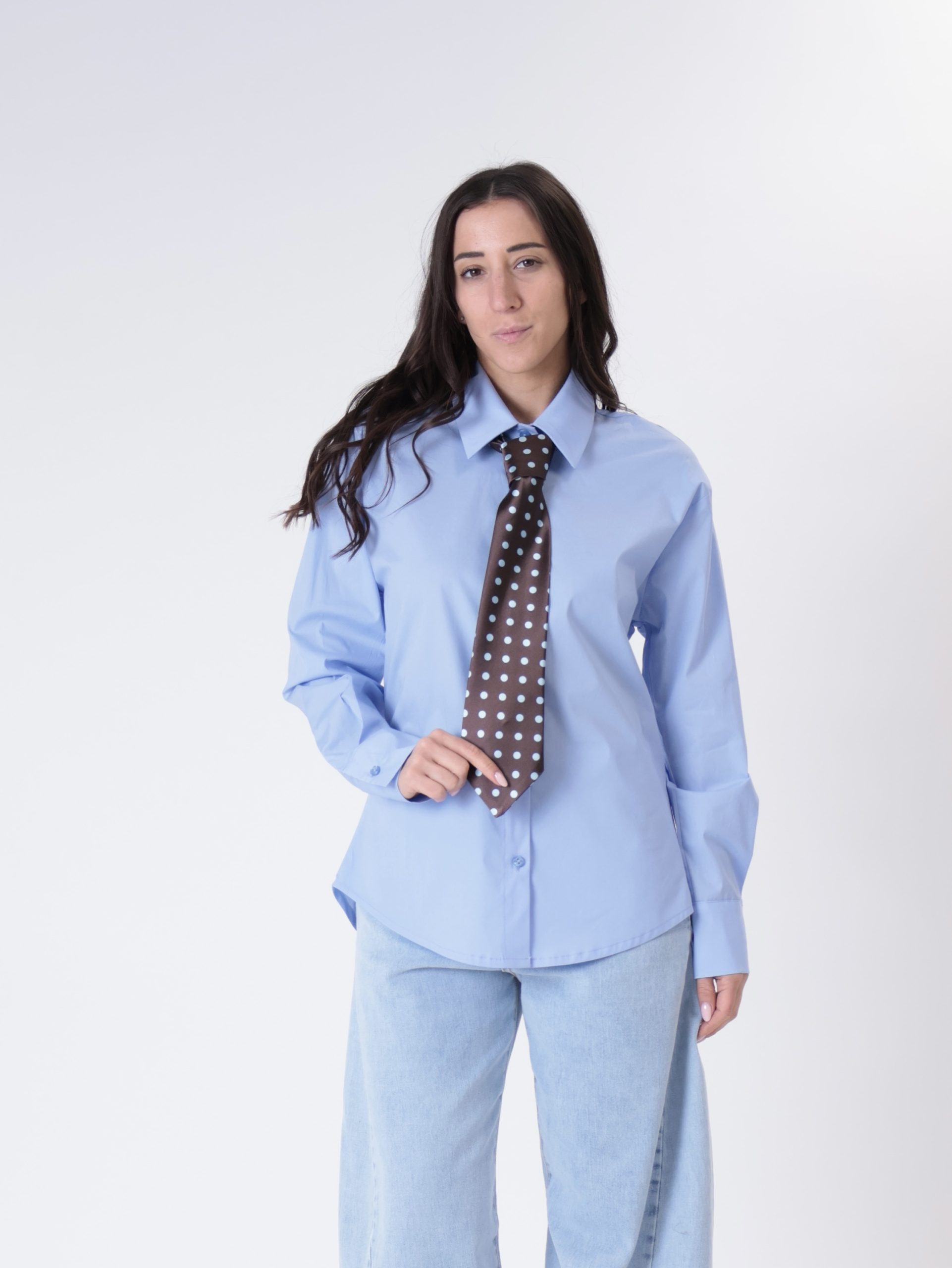 Camicia cravatta pois celeste