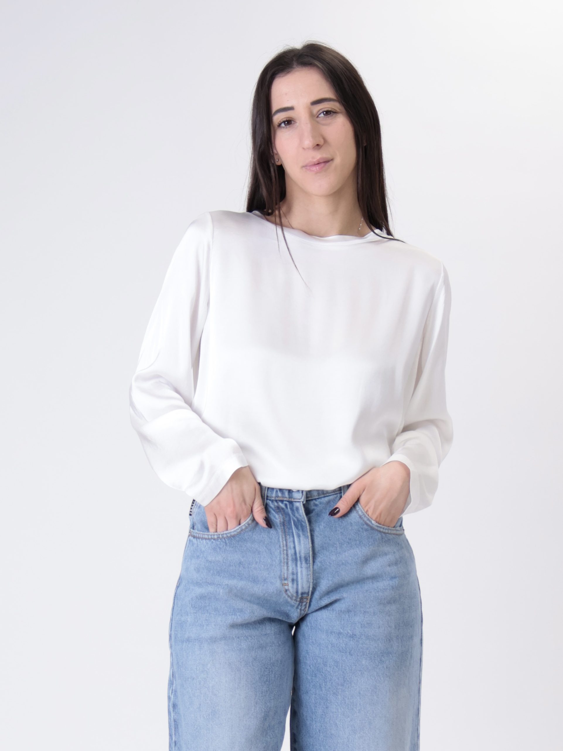 T-shirt m/lunga viscosa latte