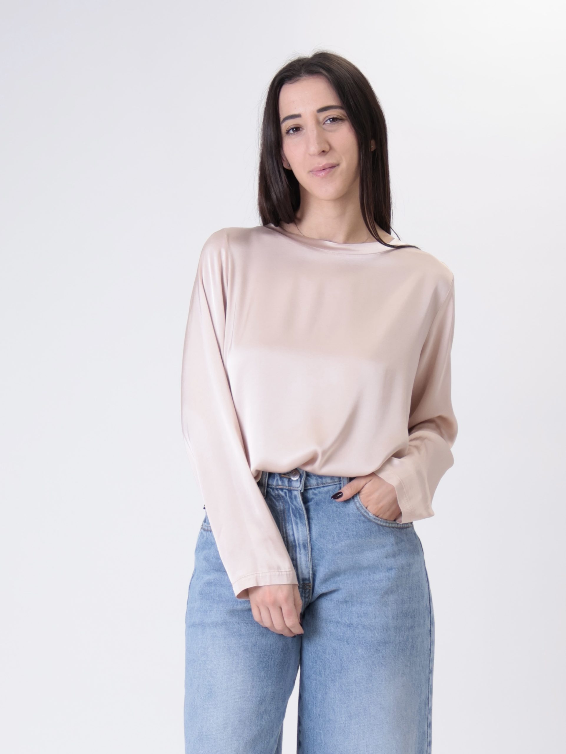 T-shirt m/lunga viscosa cipria