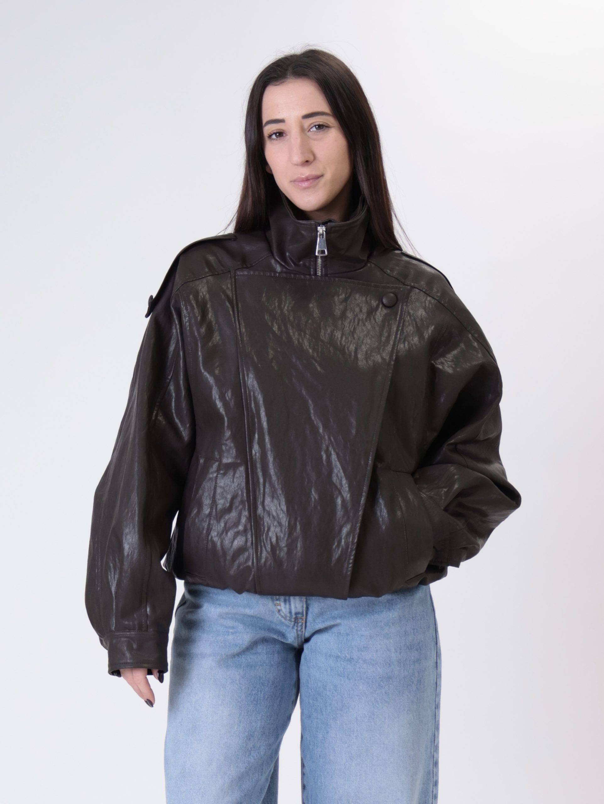 Bomber ecopelle moro