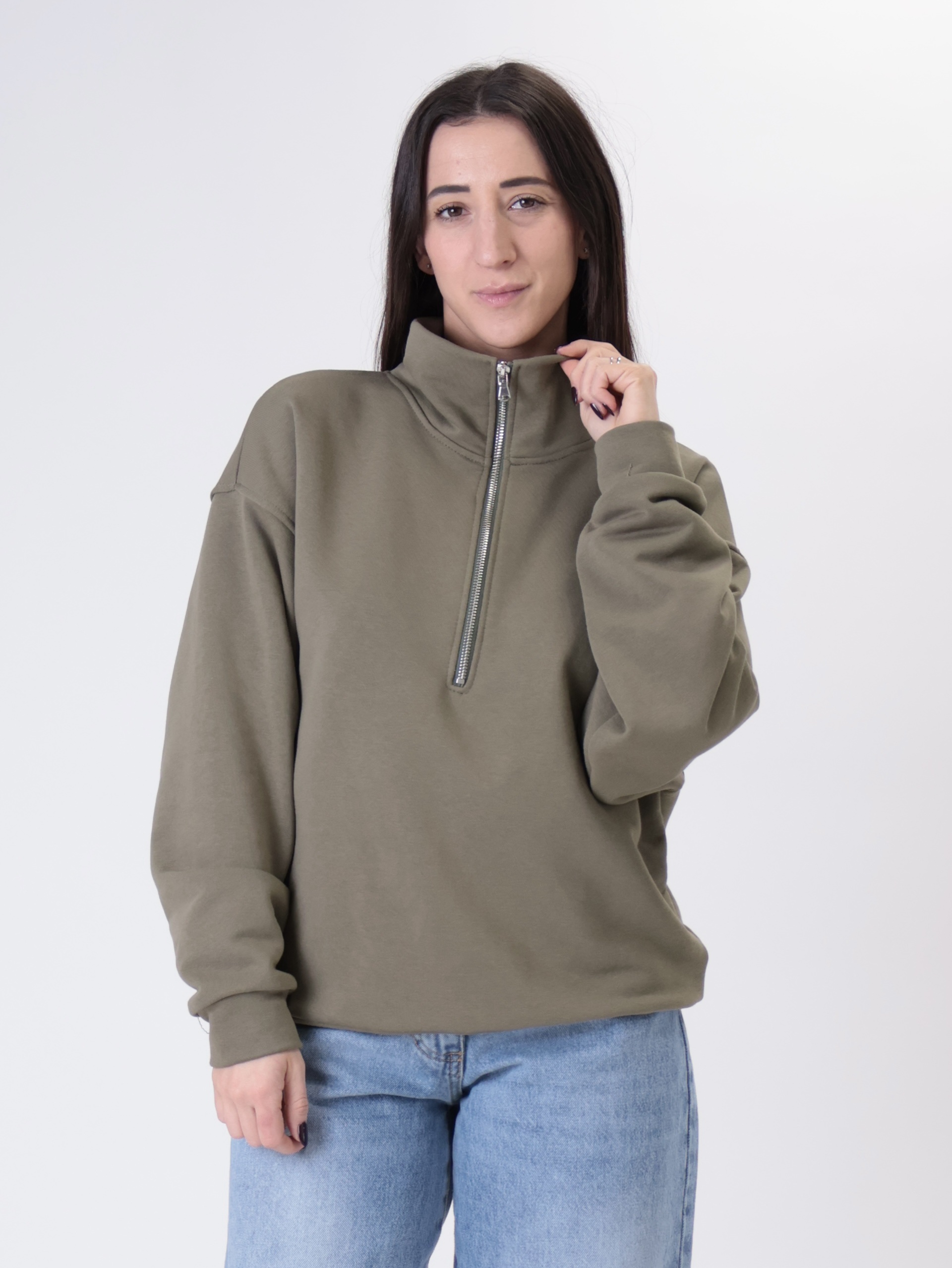Felpa mezza zip militare