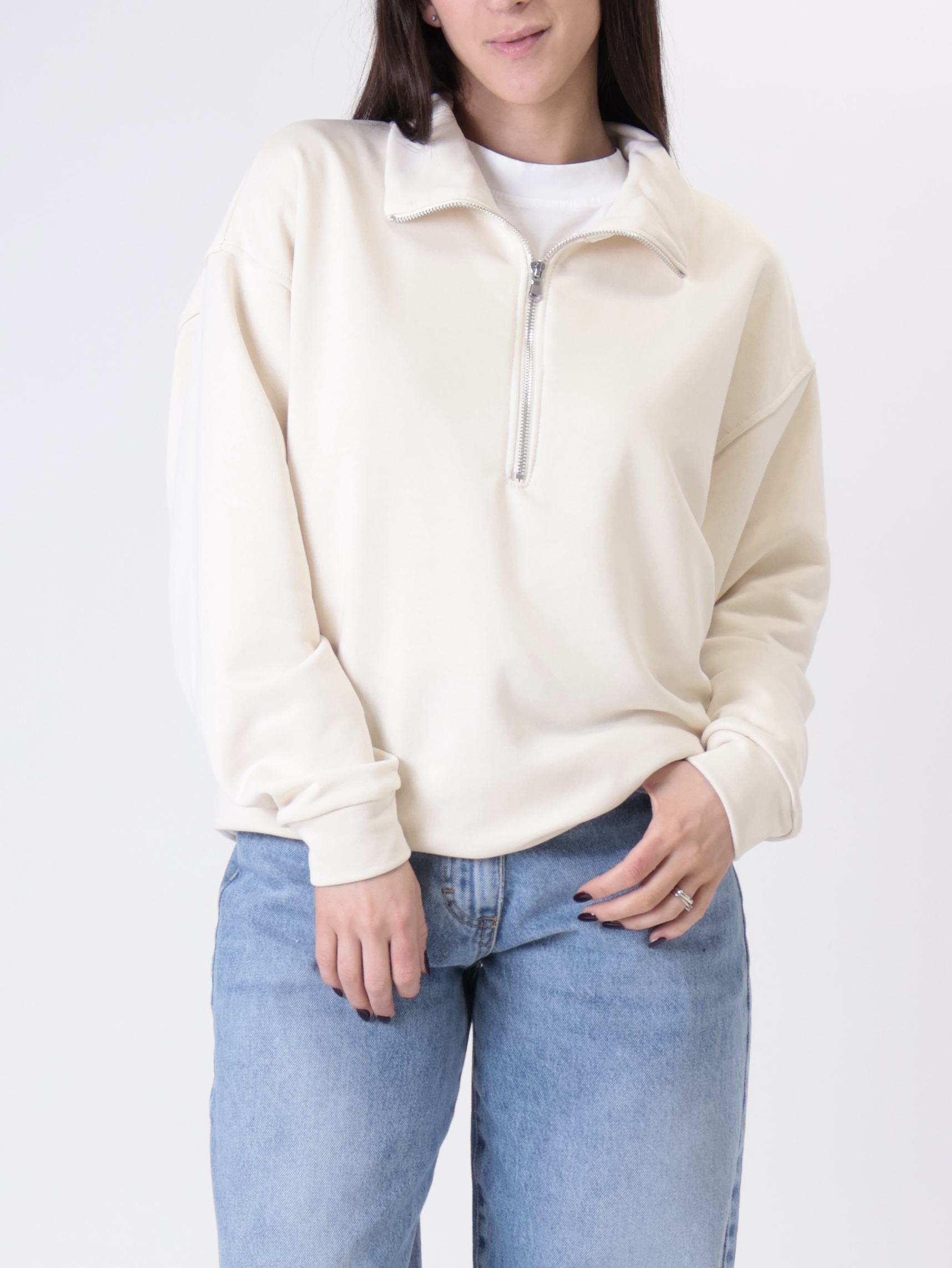 Felpa mezza zip burro