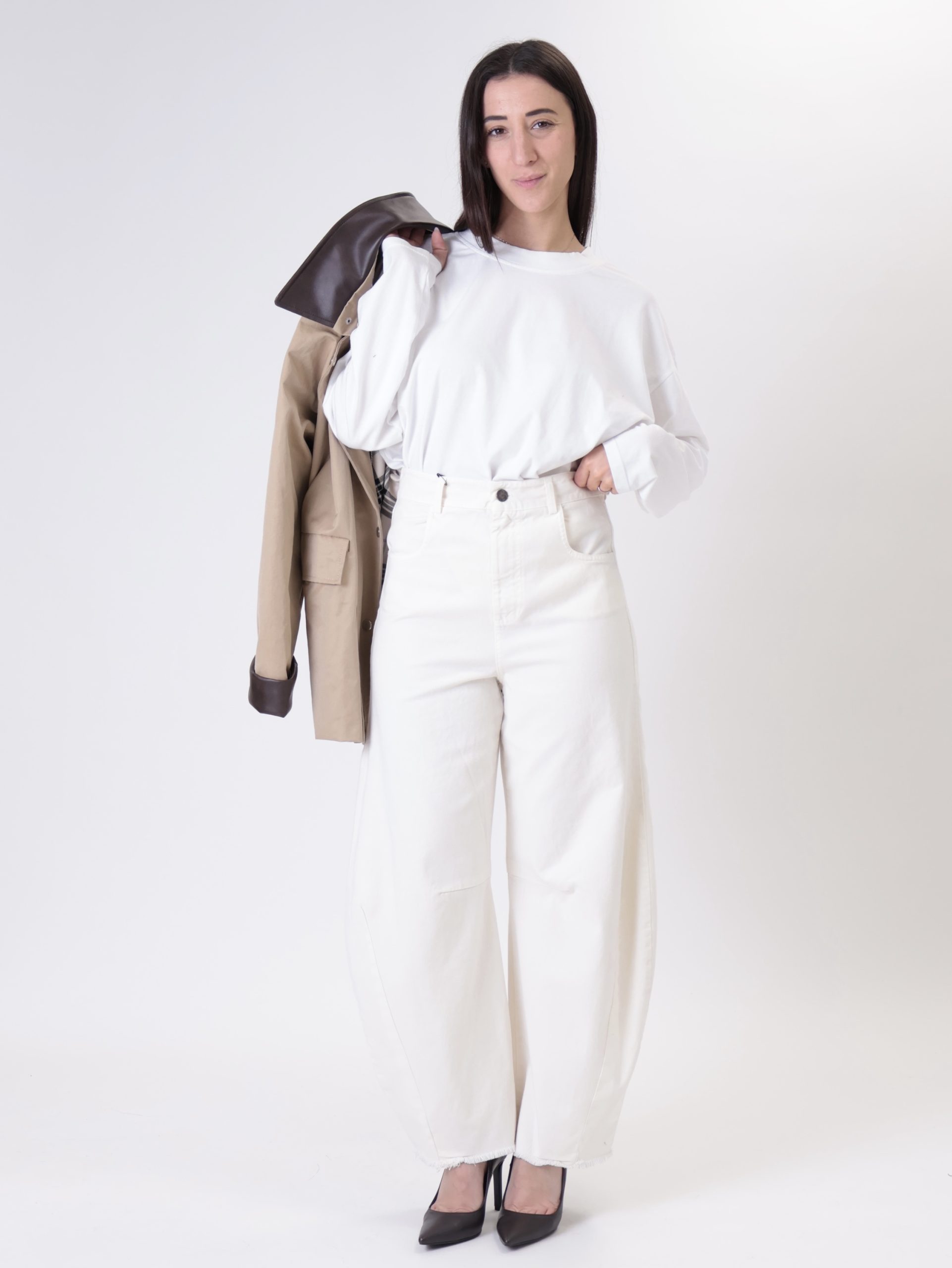 Jeans balloon sfrangiato  burro