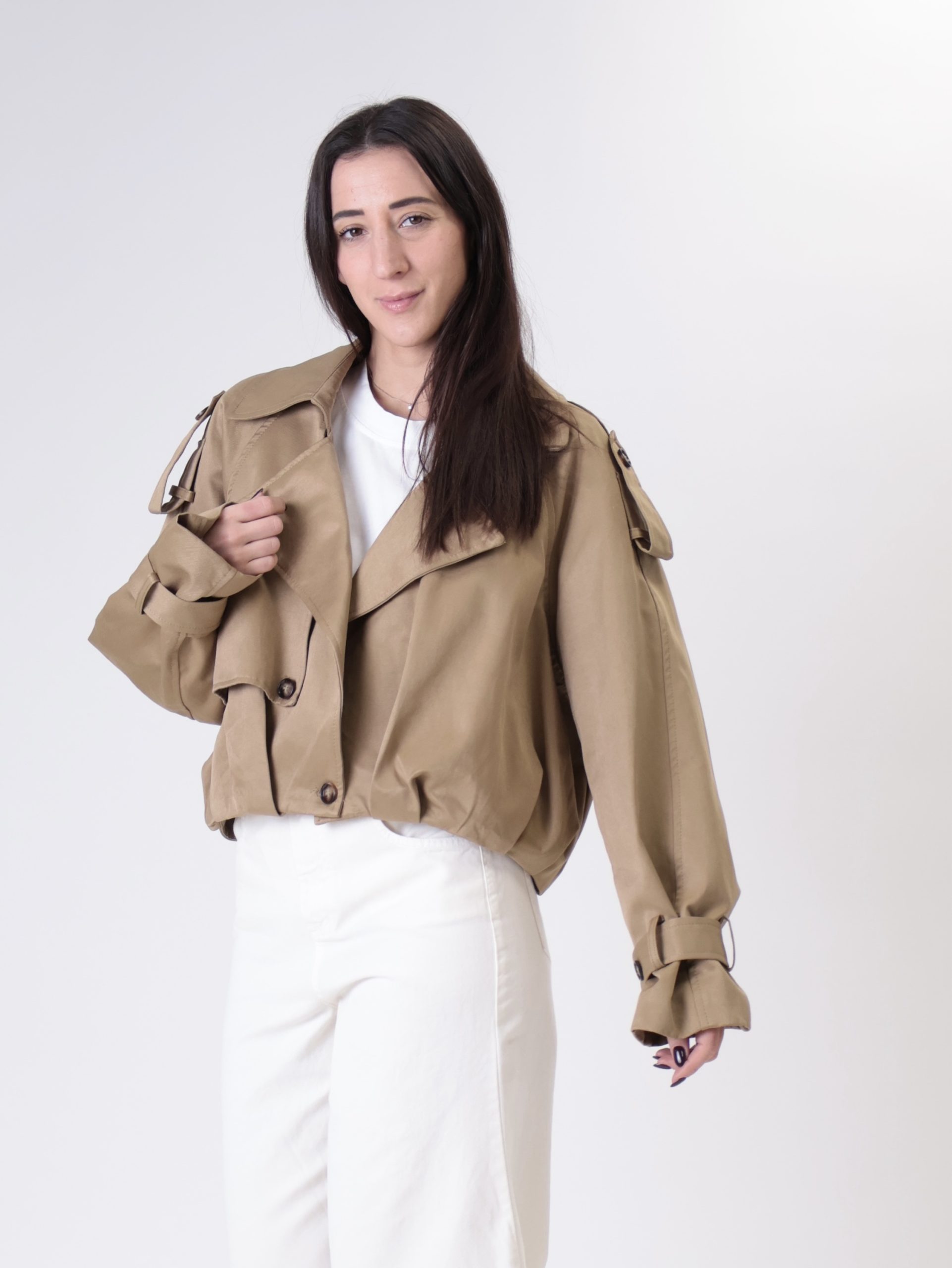 Trench crop beige