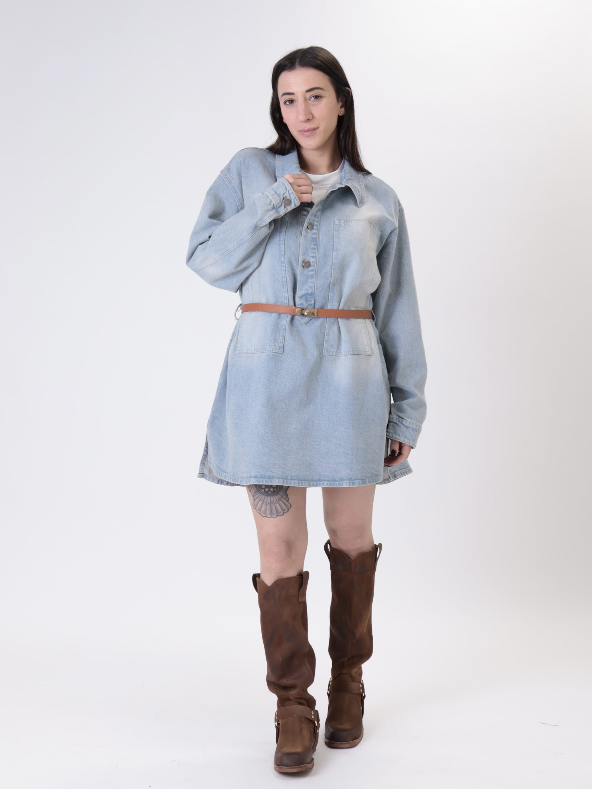 Abito denim cintura