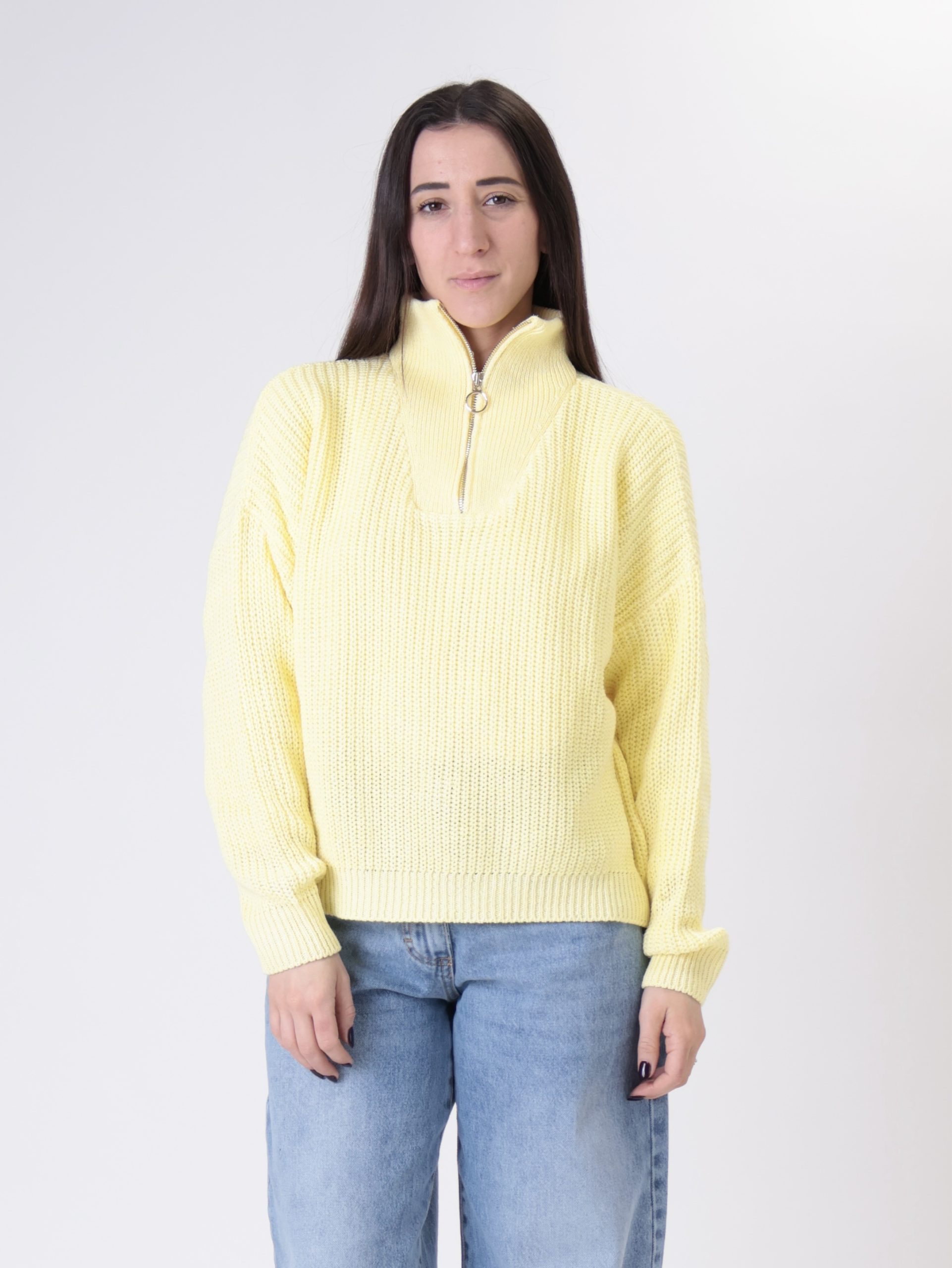 Pullover mezza zip in maglia giallo